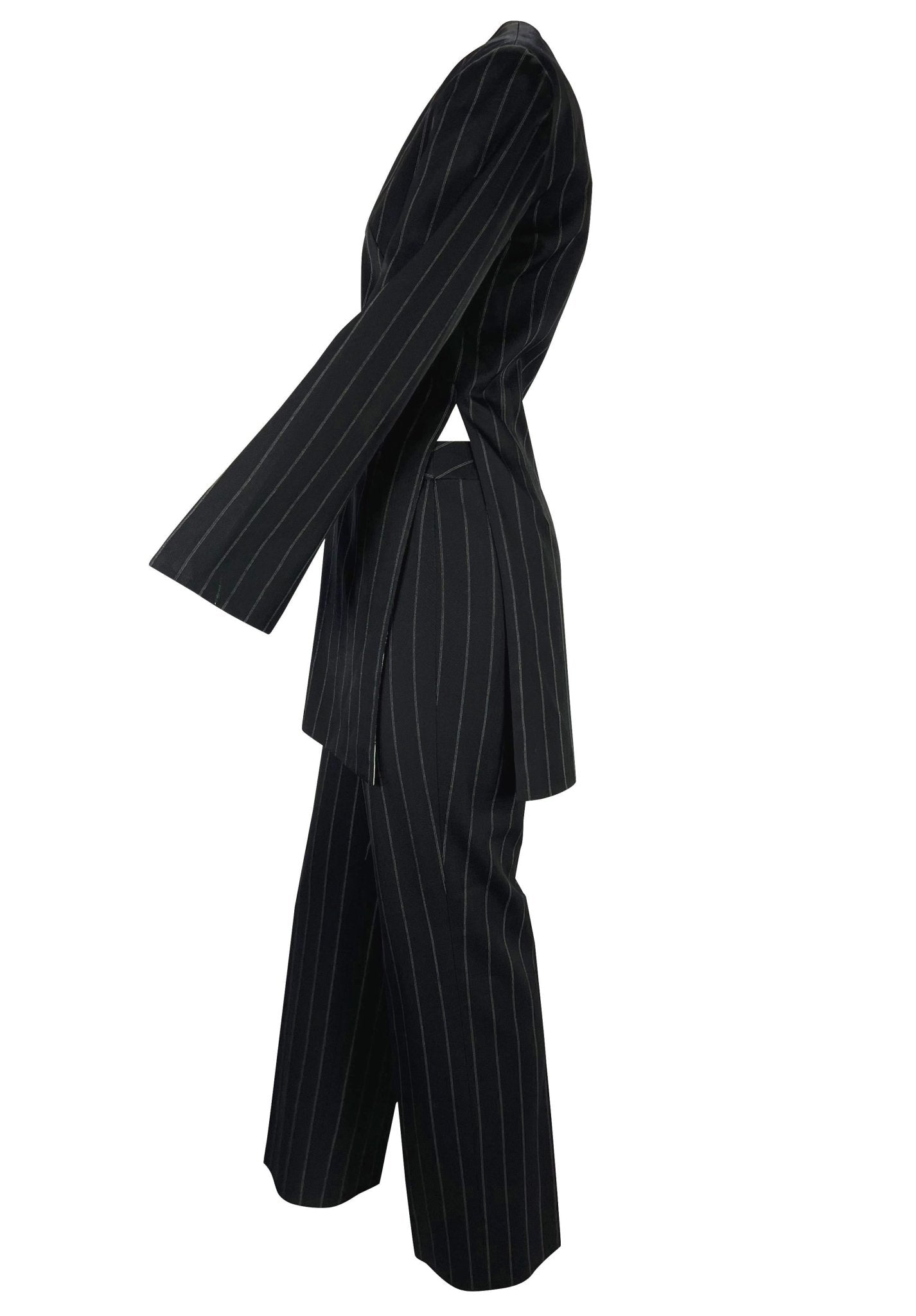F/W 1999 Gianni Versace by Donatella Pinstripe Tunic Wool Pant Suit - RealList