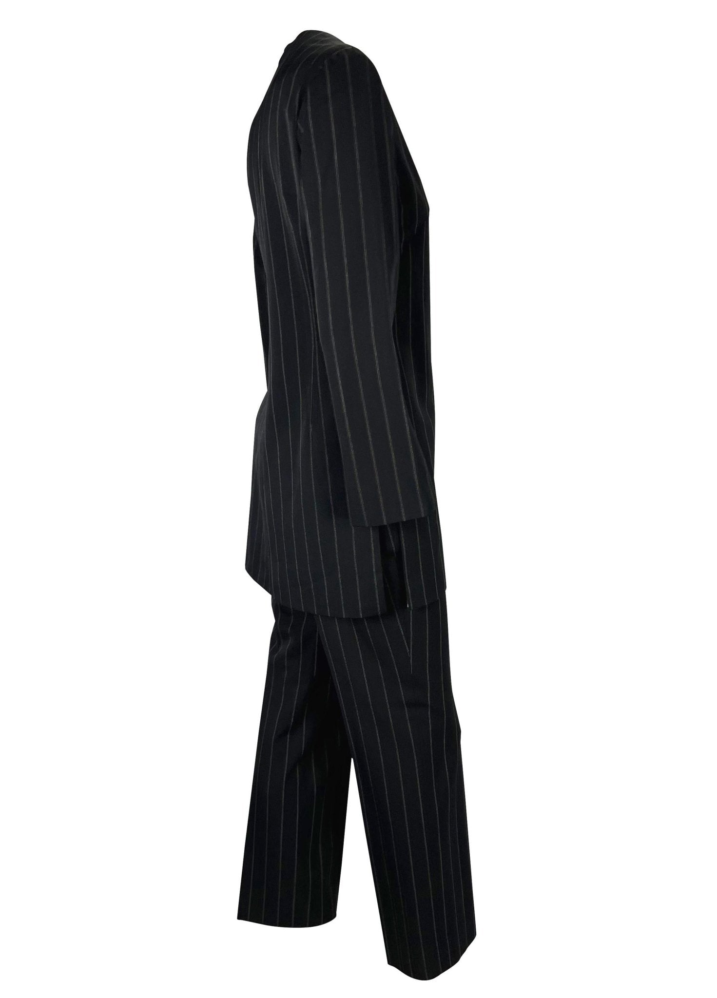 F/W 1999 Gianni Versace by Donatella Pinstripe Tunic Wool Pant Suit - RealList