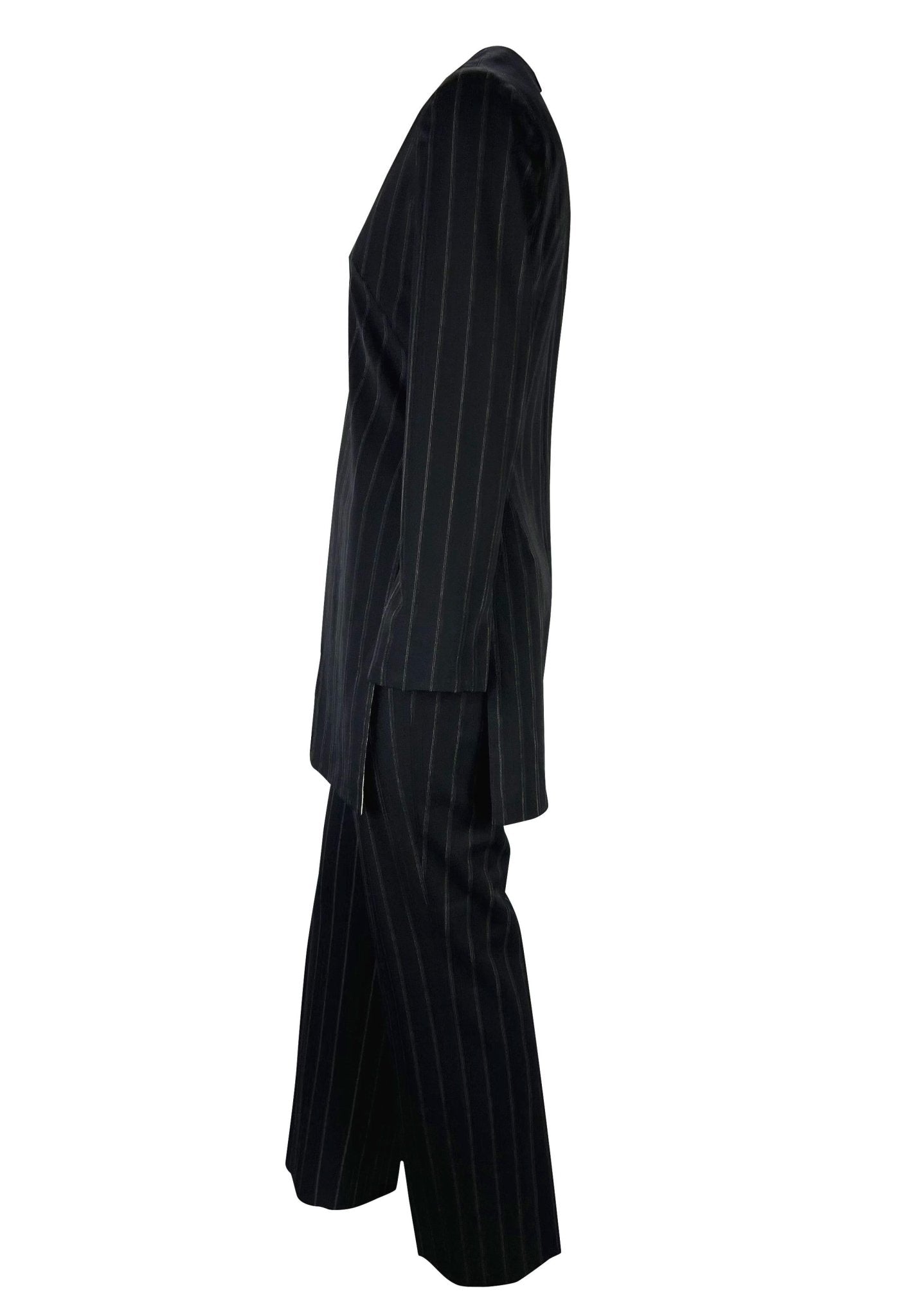 F/W 1999 Gianni Versace by Donatella Pinstripe Tunic Wool Pant Suit - RealList