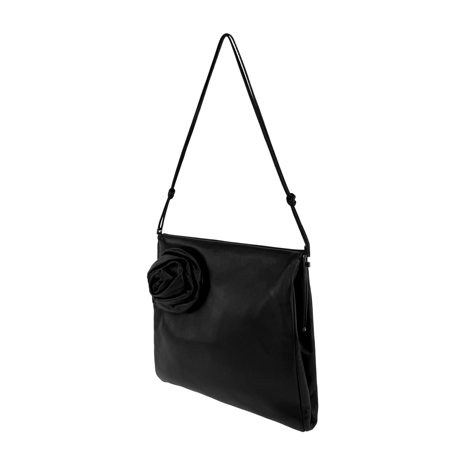 F/W 1999 Gucci by Tom Ford Black Leather Rosette Silver Frame Shoulder Bag - RealList