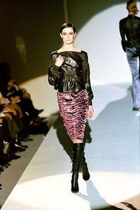 F/W 1999 Gucci by Tom Ford Black Leather Ruched Runway Ad Shirt - RealList