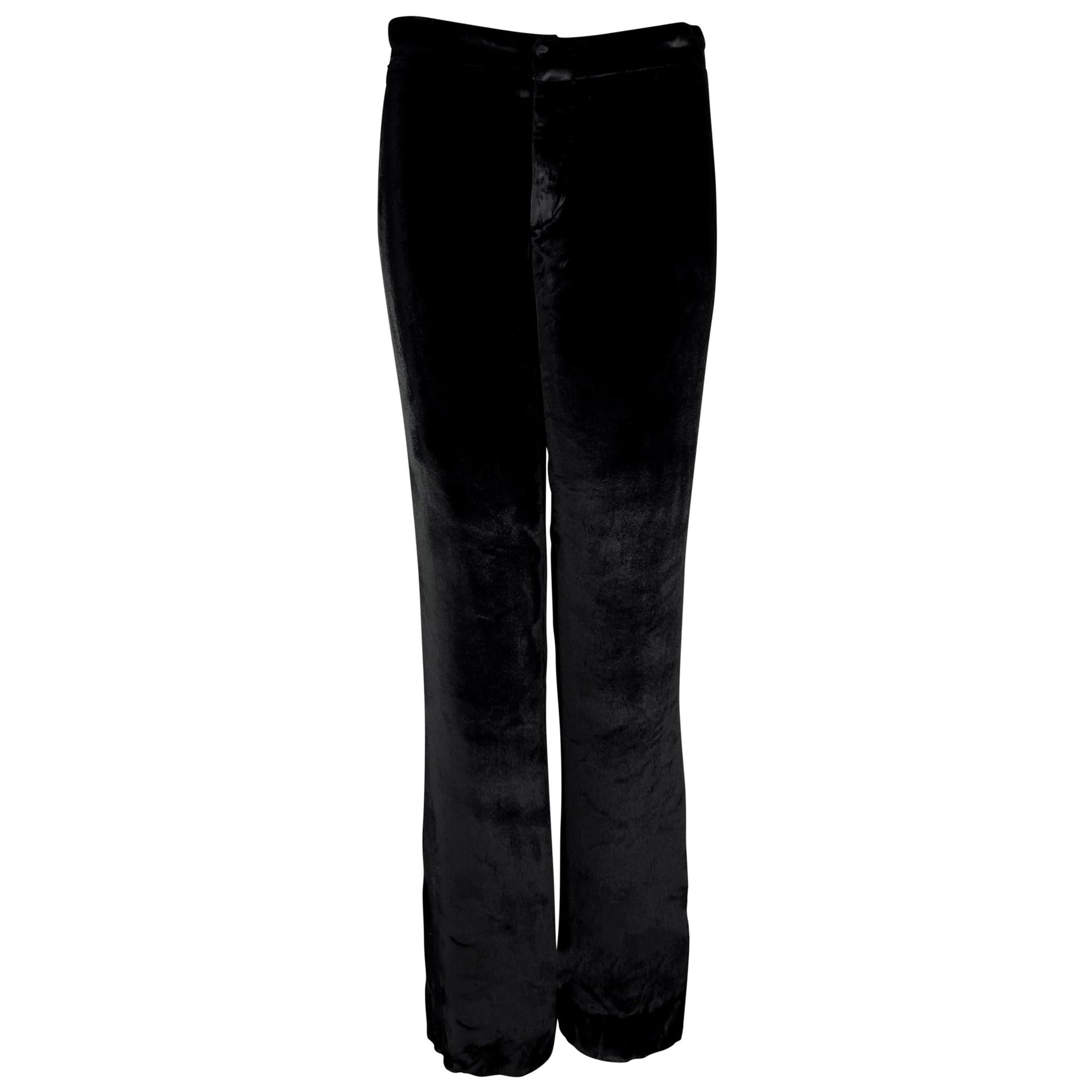 F/W 1999 Gucci by Tom Ford Black Velvet Wide Leg Pants - RealList