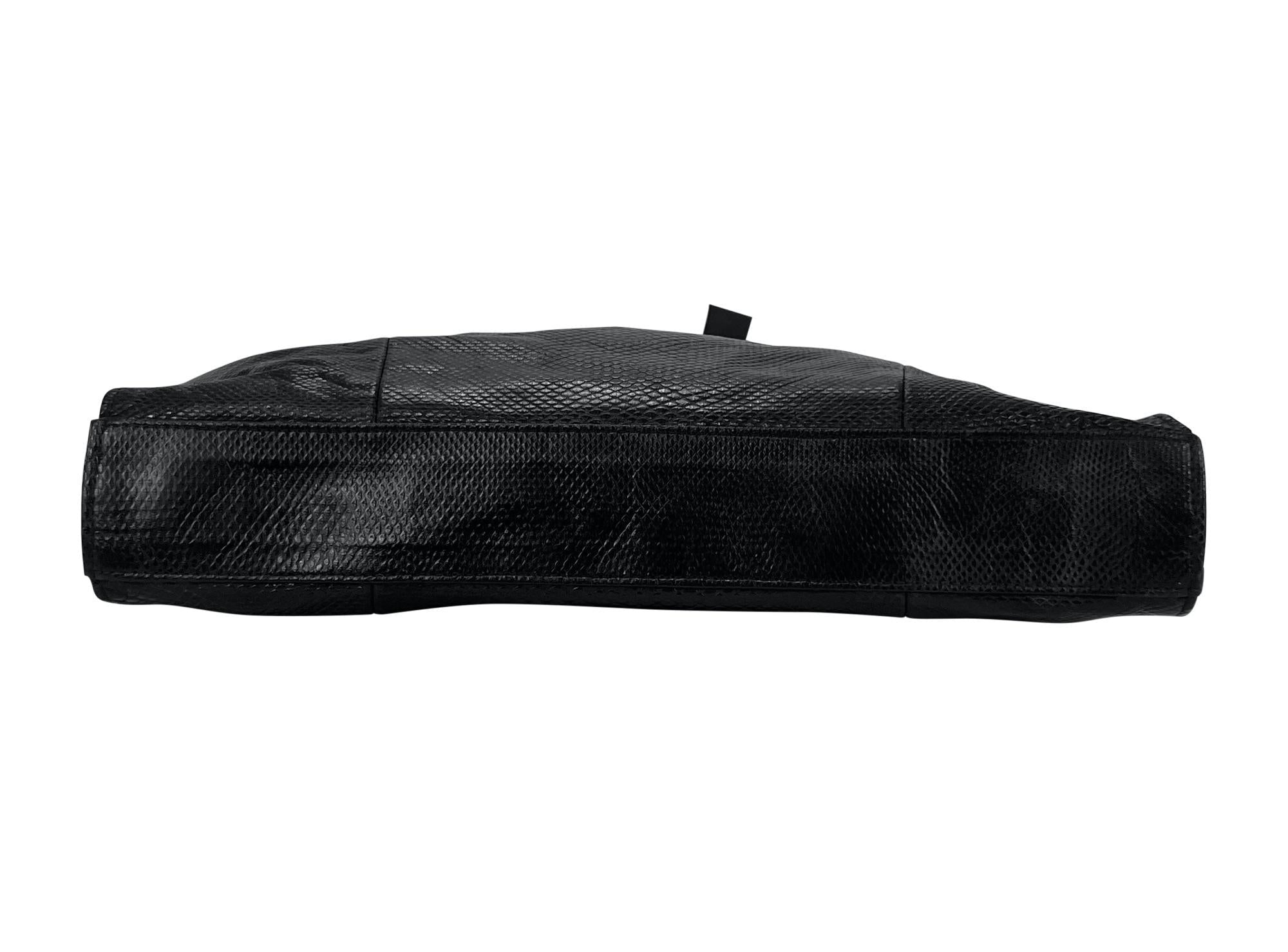 F/W 1999 Gucci by Tom Ford Genuine Karung Snakeskin Black Silver Shoulder Bag - RealList