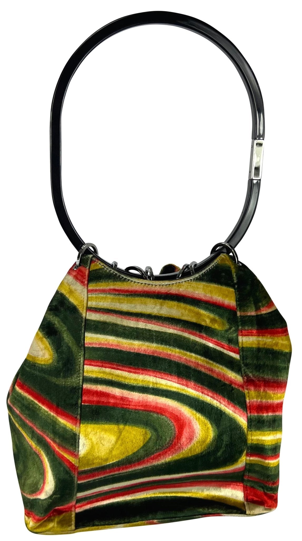 F/W 1999 Gucci by Tom Ford Museum Psychedelic Velvet Acrylic Ring Shoulder Bag - RealList