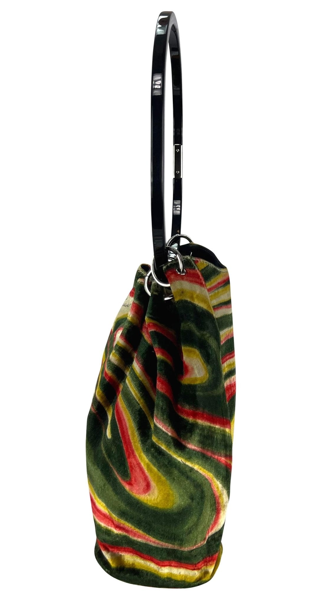 F/W 1999 Gucci by Tom Ford Museum Psychedelic Velvet Acrylic Ring Shoulder Bag - RealList
