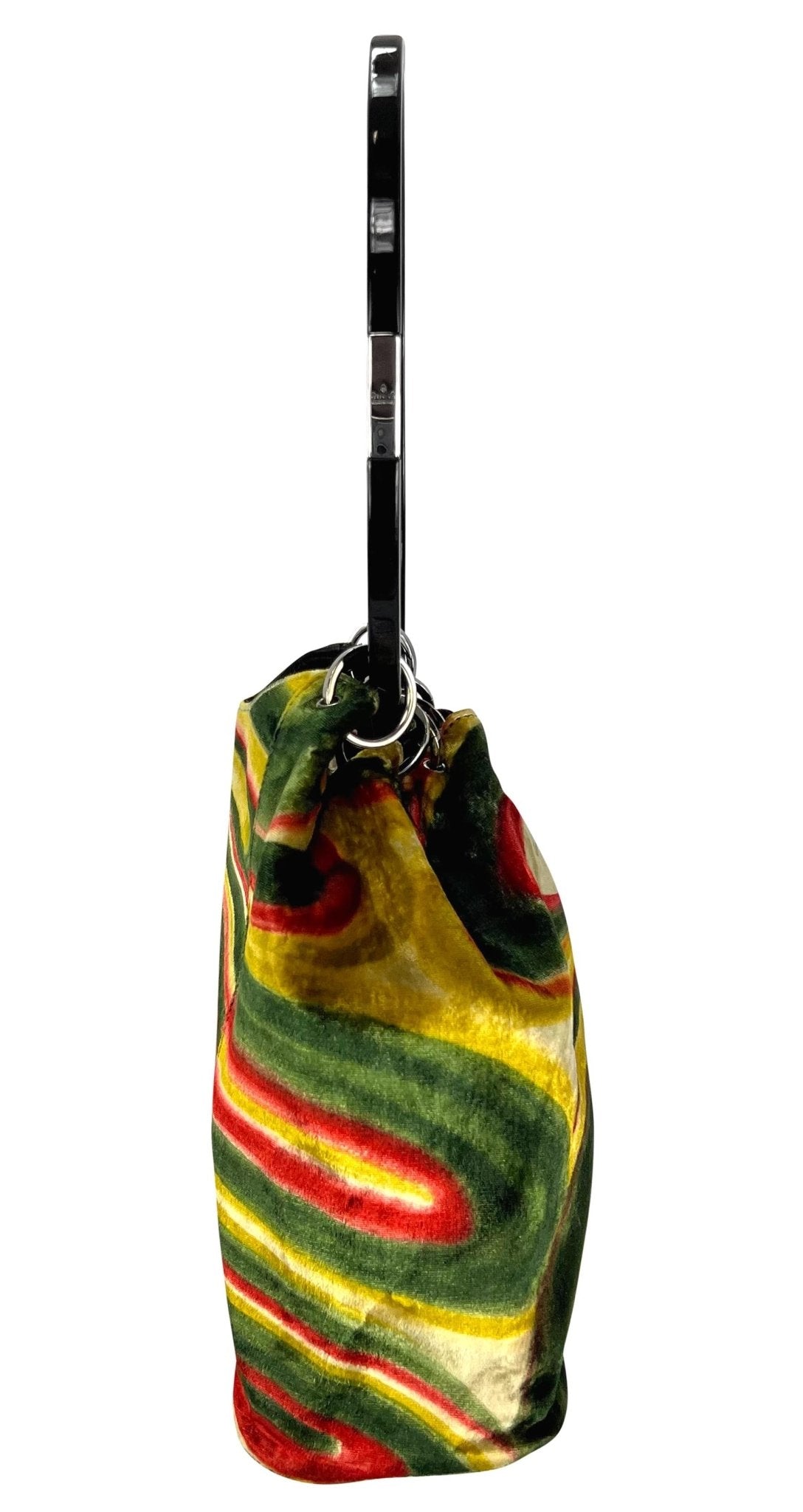 F/W 1999 Gucci by Tom Ford Museum Psychedelic Velvet Acrylic Ring Shoulder Bag - RealList