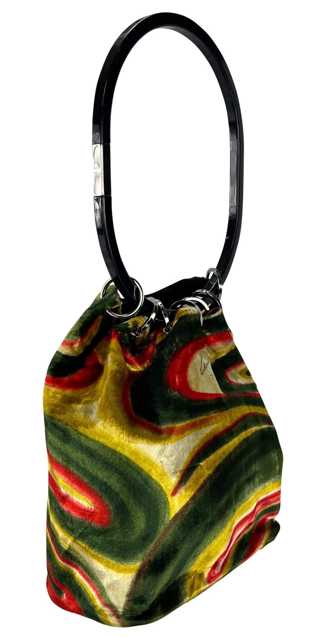 F/W 1999 Gucci by Tom Ford Museum Psychedelic Velvet Acrylic Ring Shoulder Bag - RealList