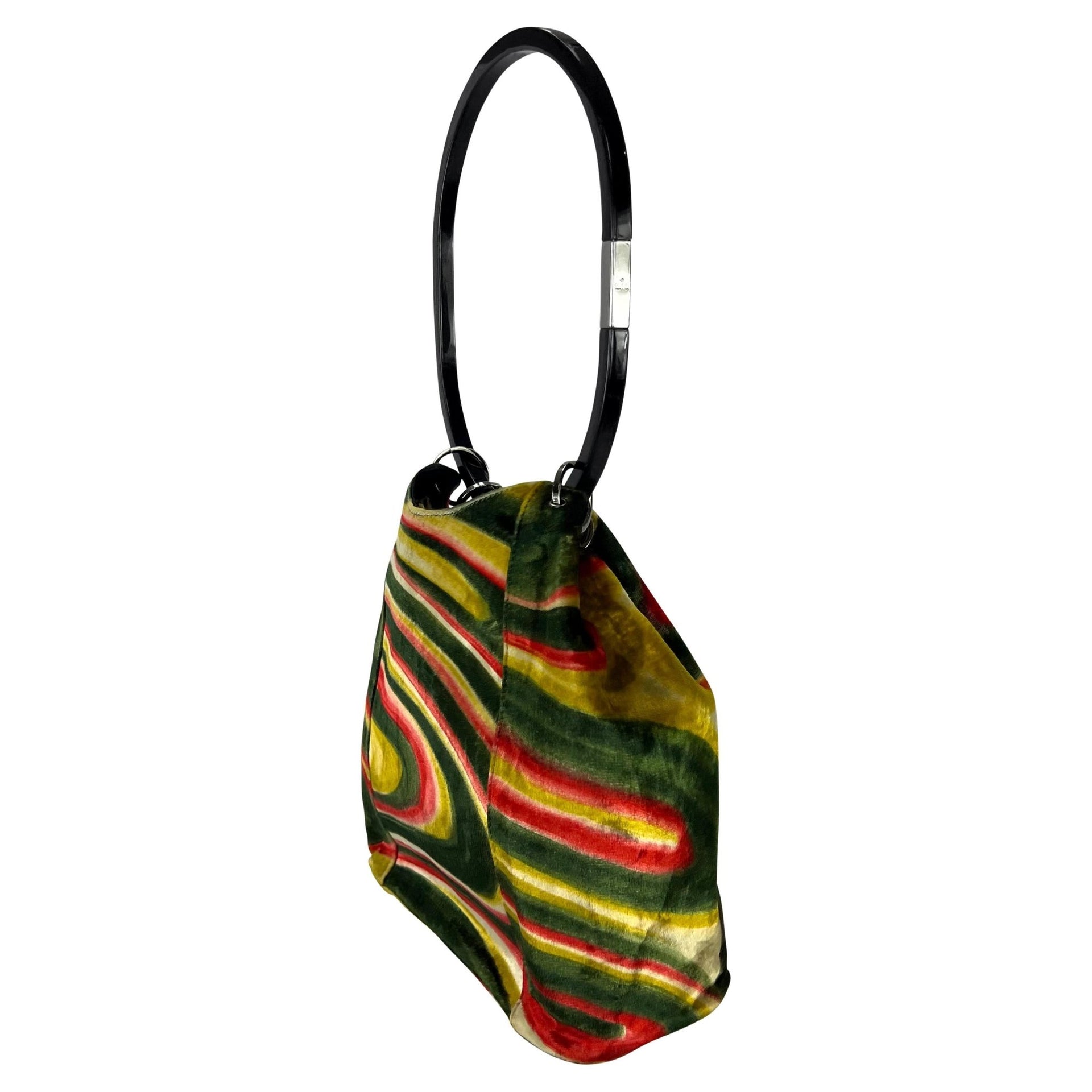 F/W 1999 Gucci by Tom Ford Museum Psychedelic Velvet Acrylic Ring Shoulder Bag - RealList