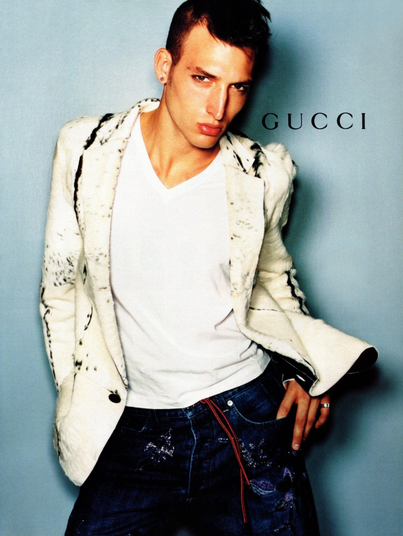 F/W 1999 Gucci by Tom Ford Purple Floral Embroidered Denim Jeans - RealList