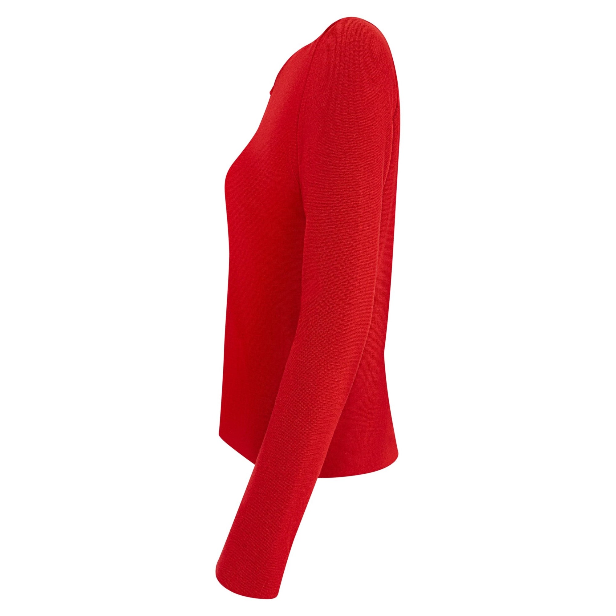 F/W 1999 Gucci by Tom Ford Red Fleece Wool Metal Hook Closure Sweater Top - RealList