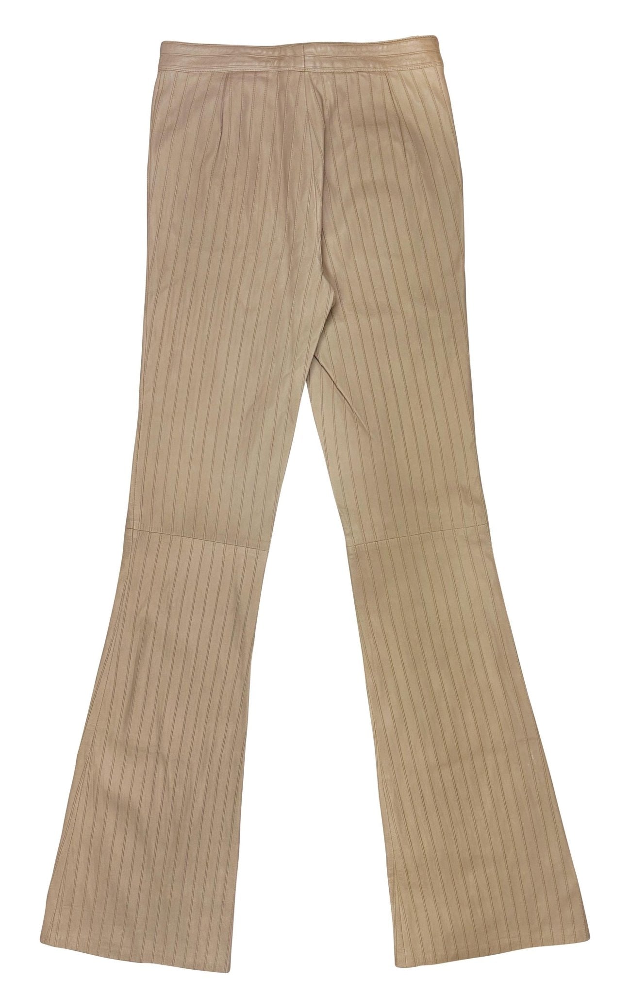 F/W 1999 Gucci by Tom Ford Runway Ad Beige Pintuck Leather Flared Pants - RealList