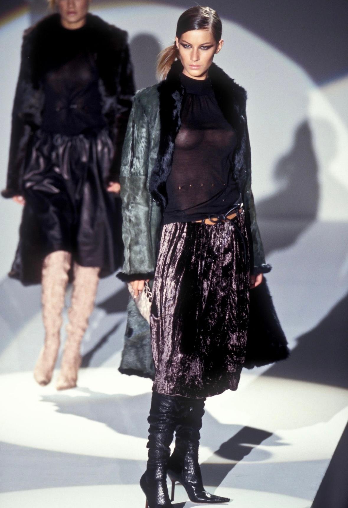 F/W 1999 Gucci by Tom Ford Runway Ad Black Anaconda Snakeskin Heel Boots 10B - RealList