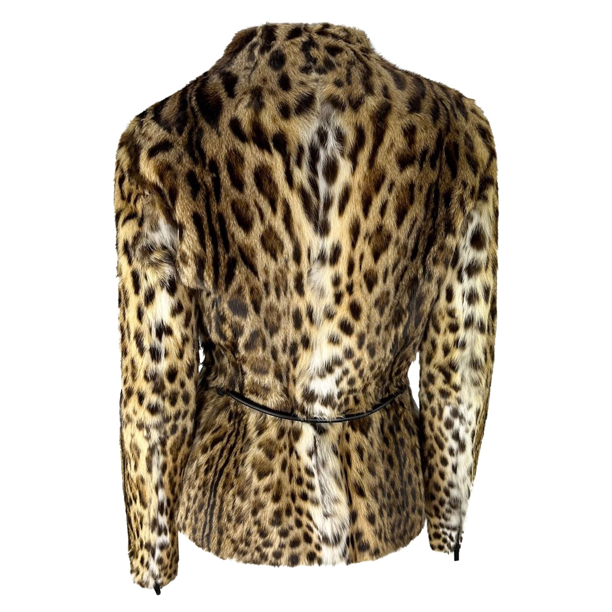 F/W 1999 Gucci by Tom Ford Runway Ad Natural Fur Leather Belted Jacket - RealList