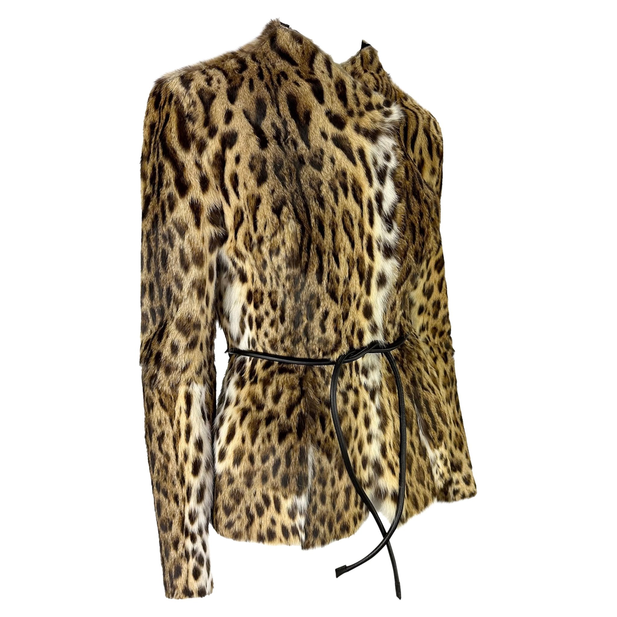 F/W 1999 Gucci by Tom Ford Runway Ad Natural Fur Leather Belted Jacket - RealList