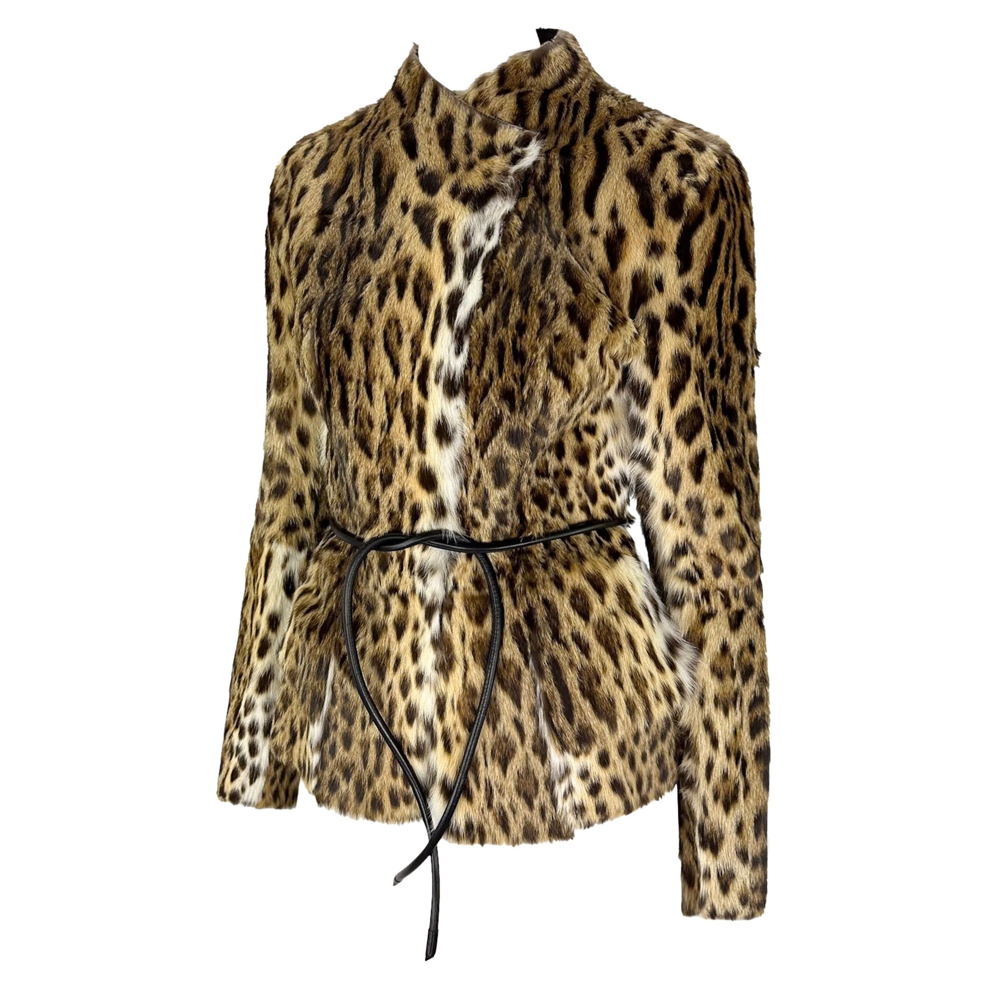 F/W 1999 Gucci by Tom Ford Runway Ad Natural Fur Leather Belted Jacket - RealList