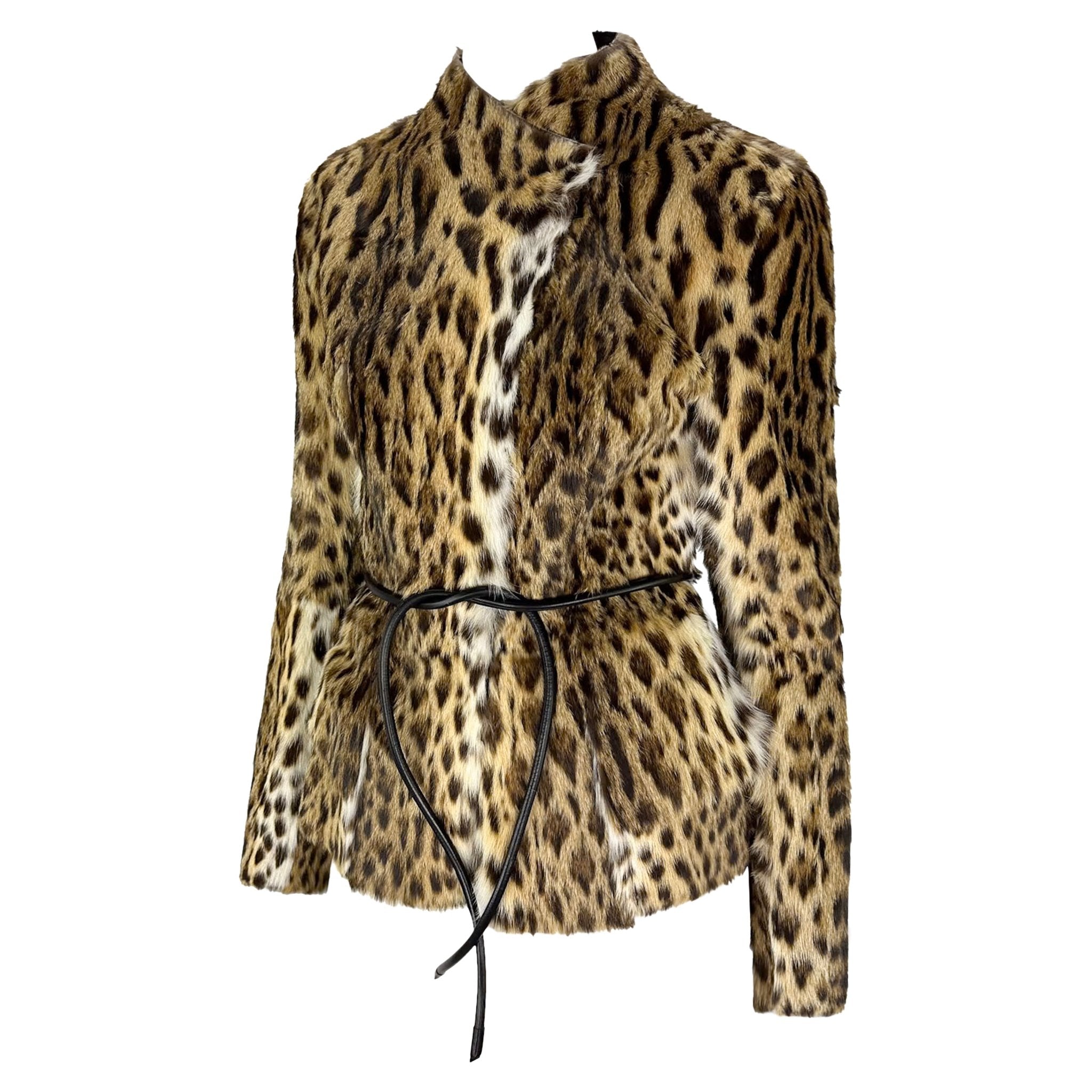 F/W 1999 Gucci by Tom Ford Runway Ad Natural Fur Leather Belted Jacket - RealList