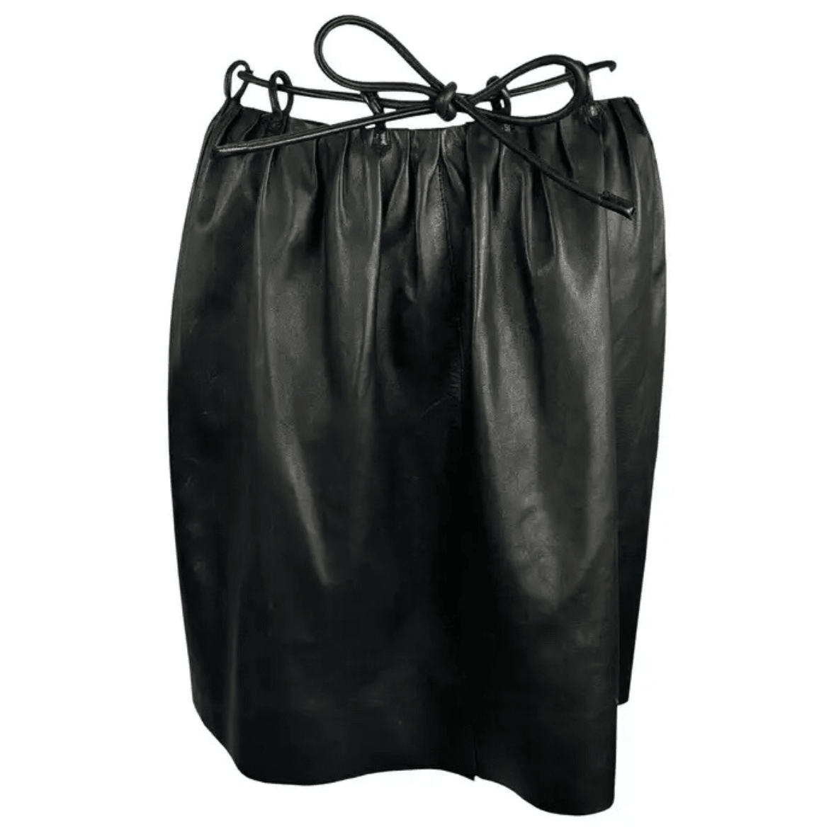 F/W 1999 Gucci by Tom Ford Runway Black Leather Cord Belted Skirt - RealList