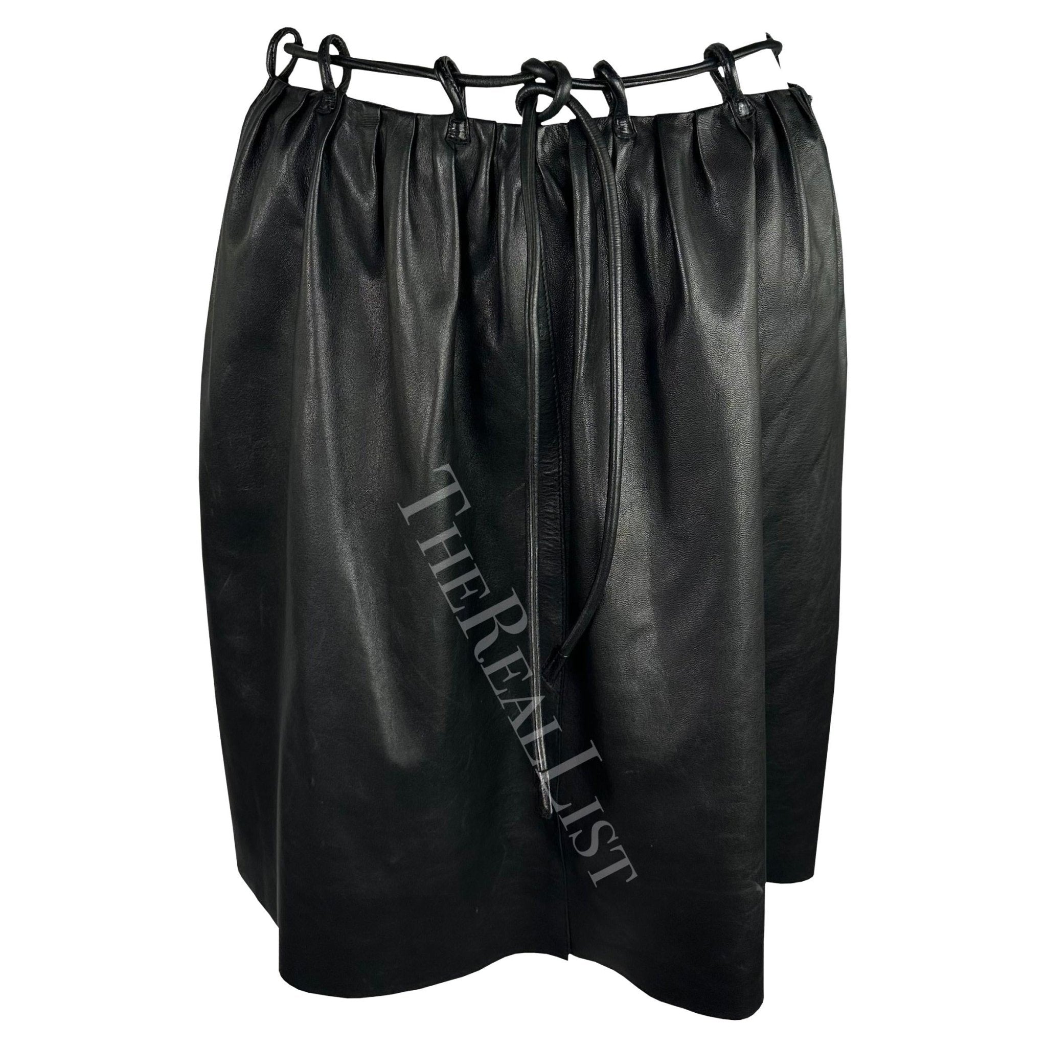F/W 1999 Gucci by Tom Ford Runway Black Leather Cord Belted Skirt - RealList