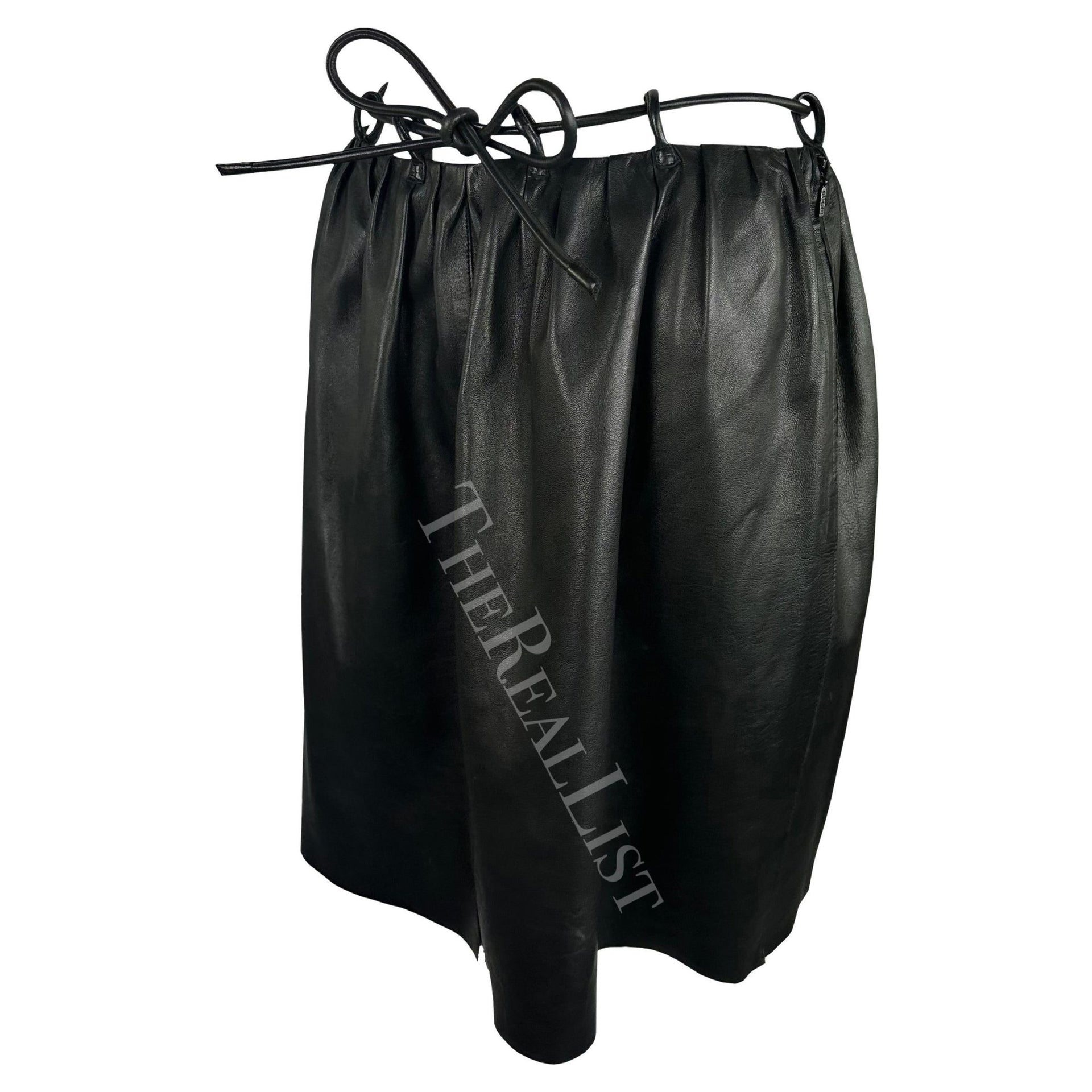 F/W 1999 Gucci by Tom Ford Runway Black Leather Cord Belted Skirt - RealList