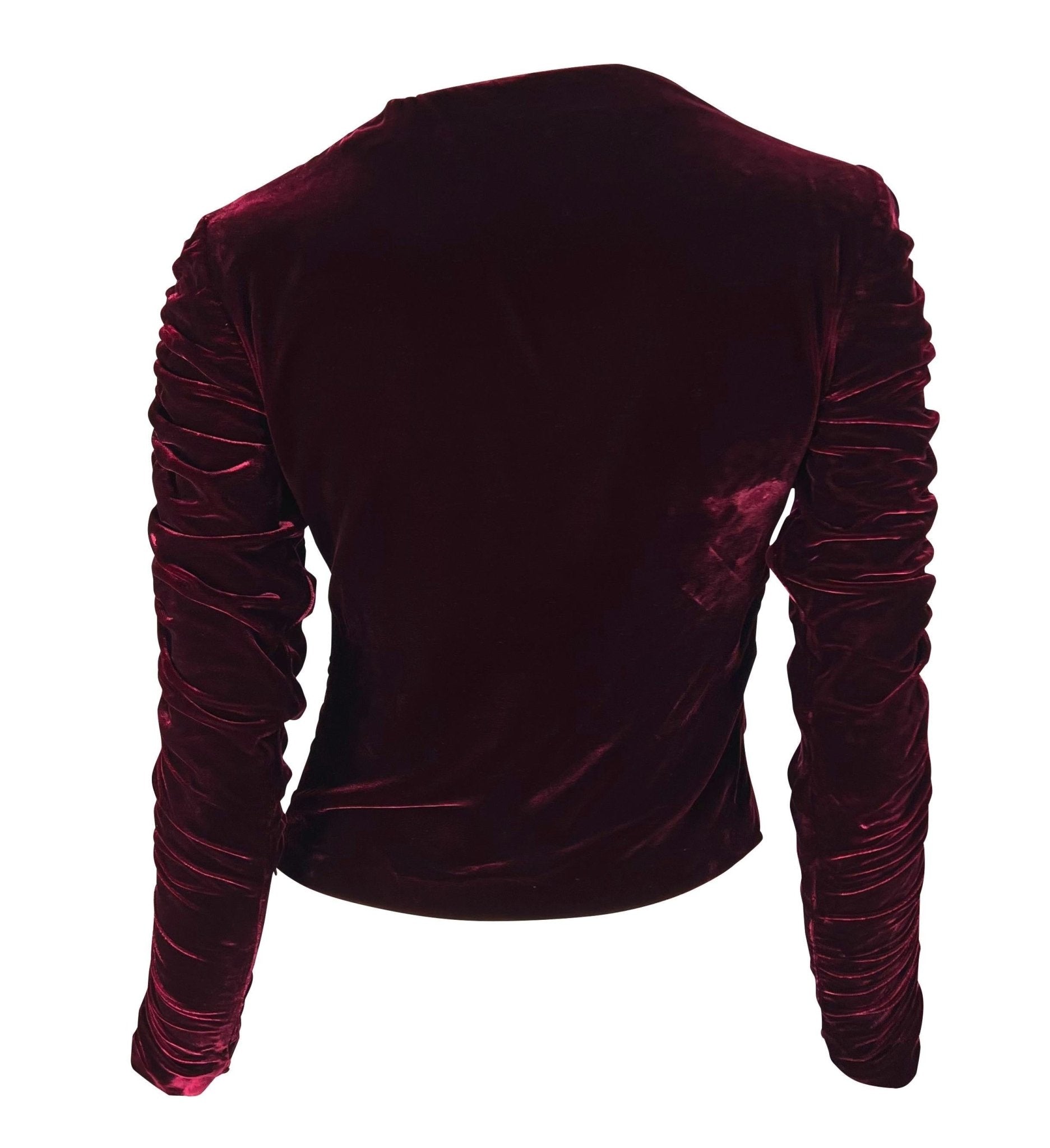F/W 1999 Gucci by Tom Ford Runway Burgundy Ruched Velvet Blouse - RealList