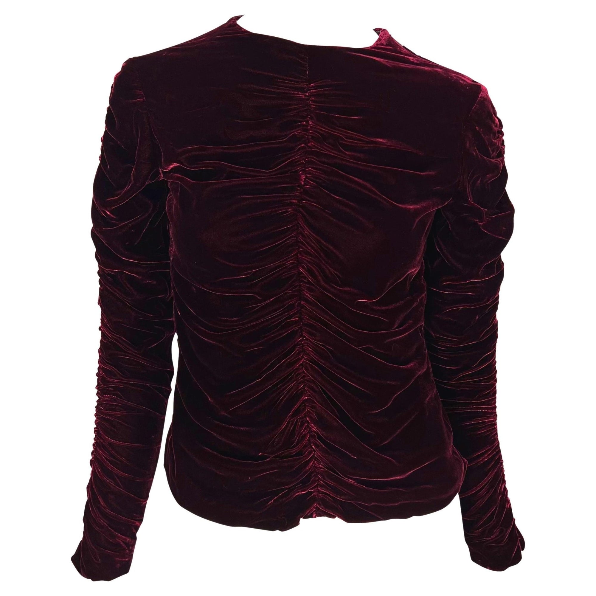 F/W 1999 Gucci by Tom Ford Runway Burgundy Ruched Velvet Blouse - RealList