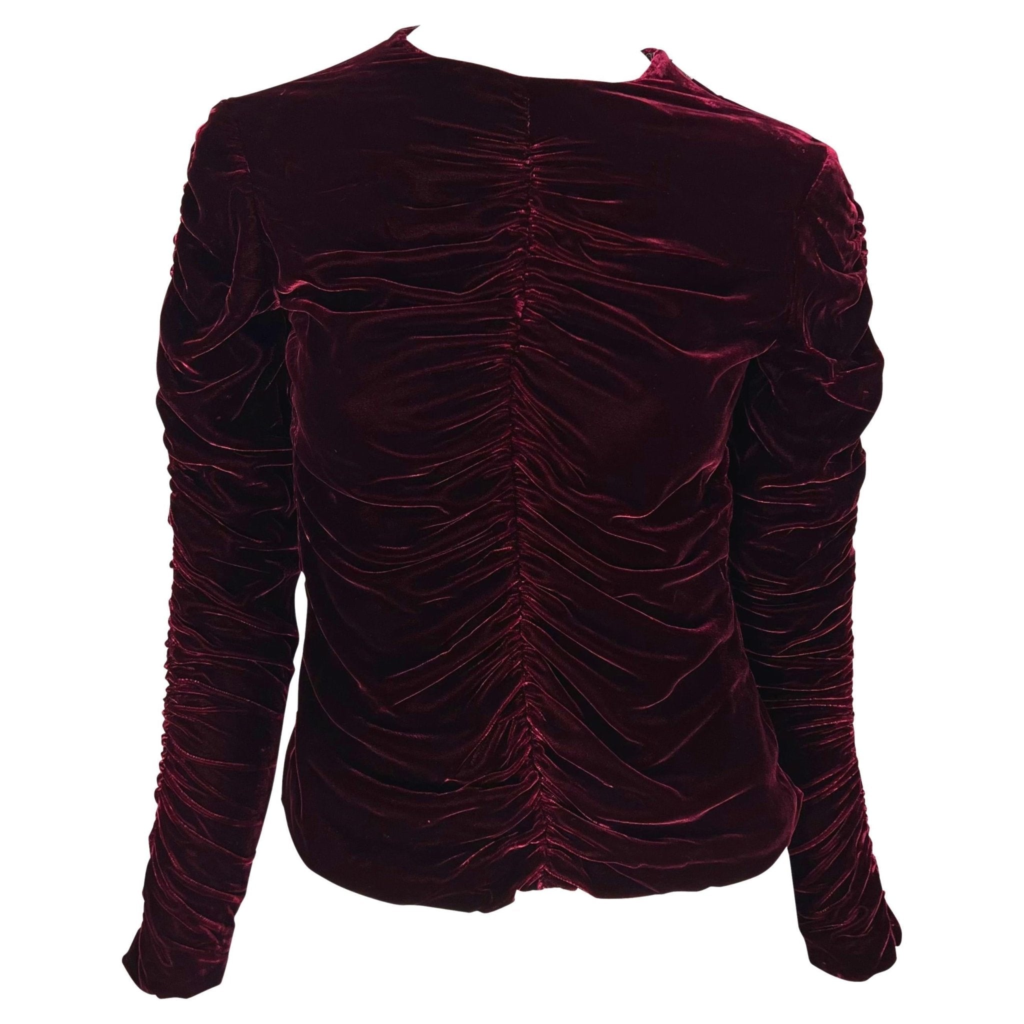 F/W 1999 Gucci by Tom Ford Runway Burgundy Ruched Velvet Blouse - RealList