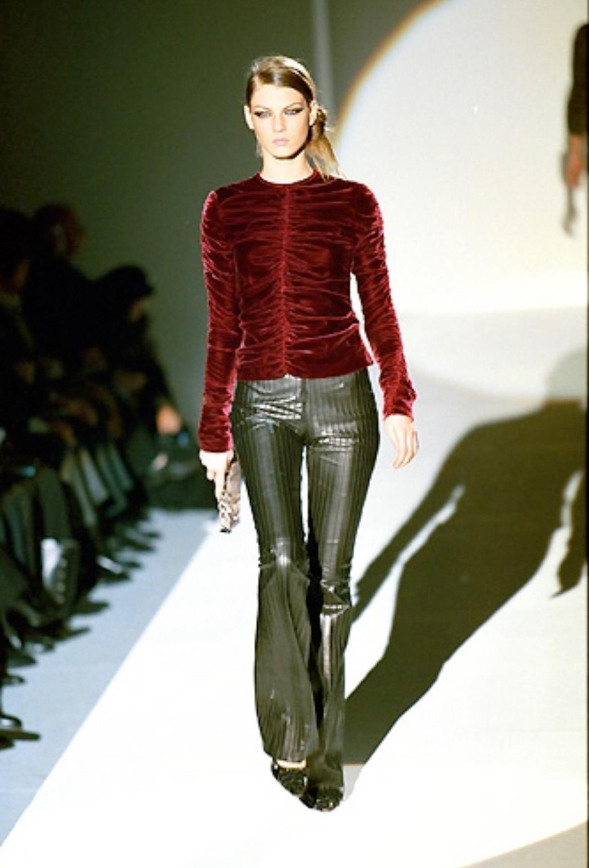 F/W 1999 Gucci by Tom Ford Runway Burgundy Ruched Velvet Blouse - RealList