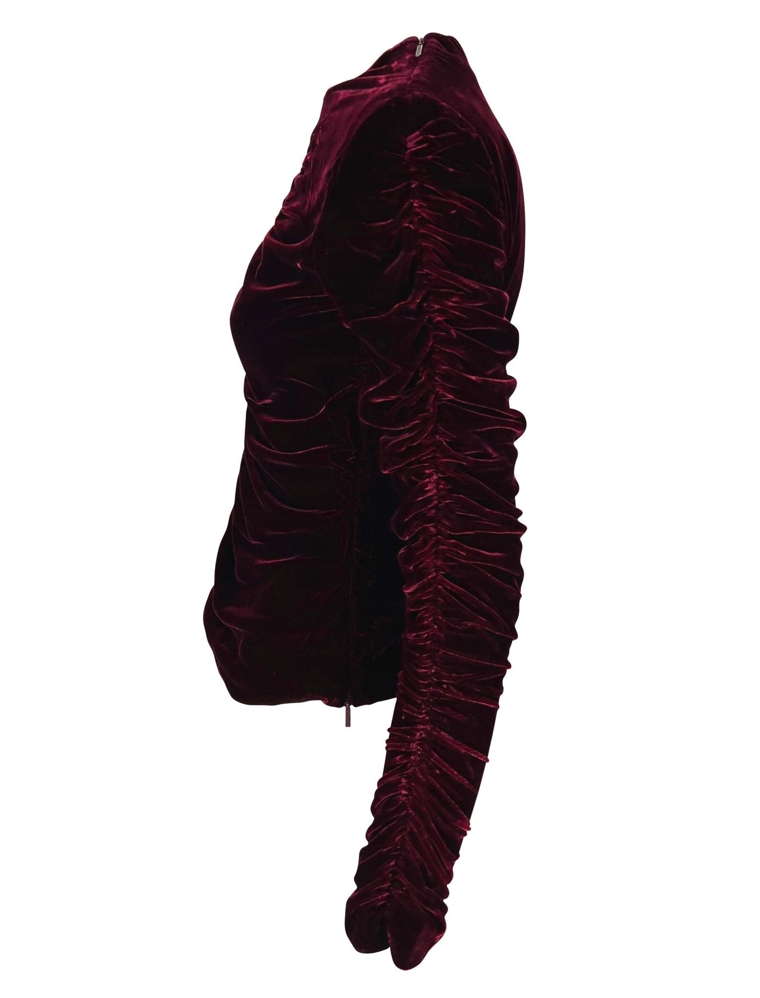 F/W 1999 Gucci by Tom Ford Runway Burgundy Ruched Velvet Blouse - RealList