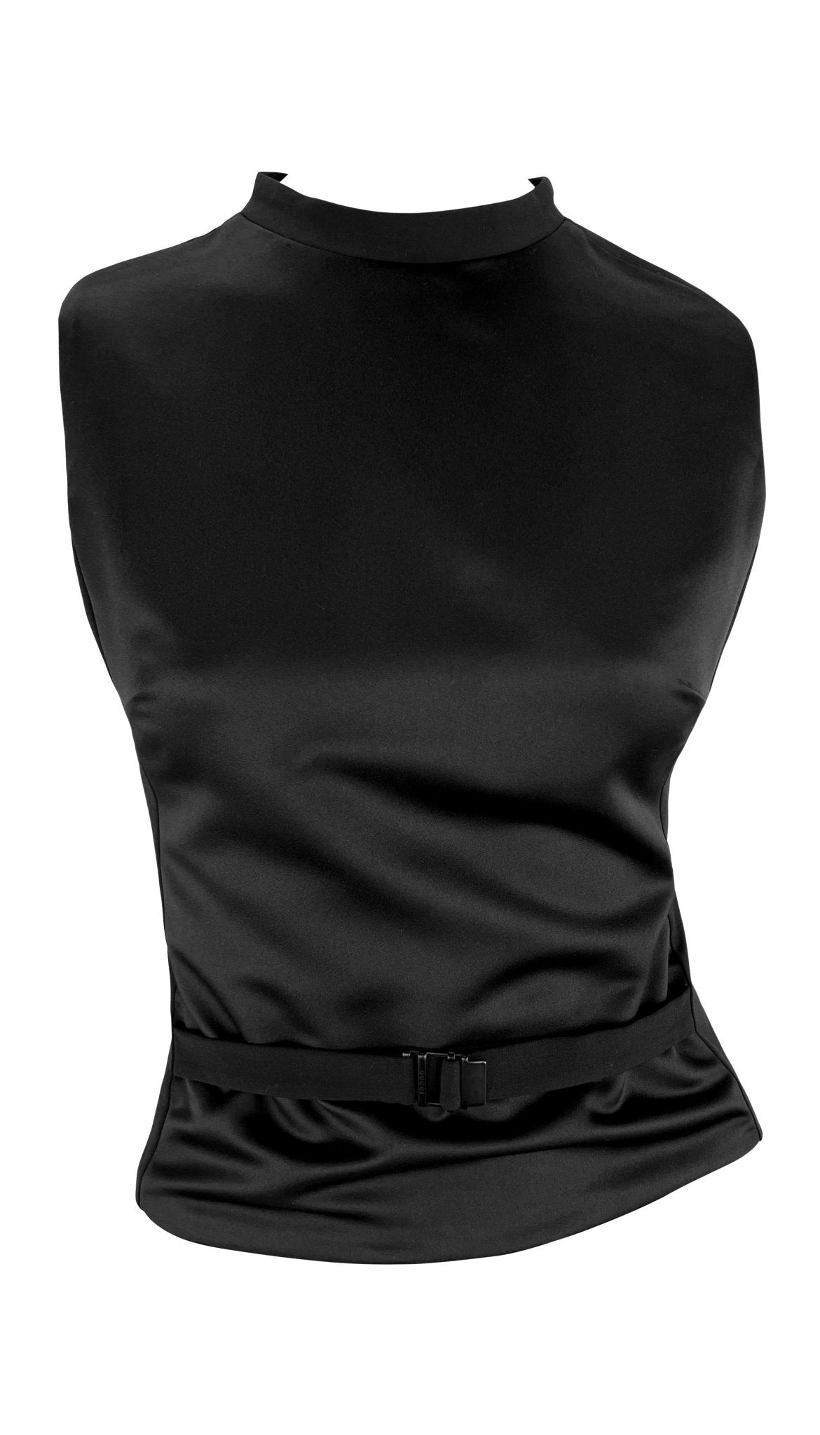 F/W 1999 Gucci by Tom Ford Satin Panel Buckle Front Sleeveless Top Sweater Vest - RealList
