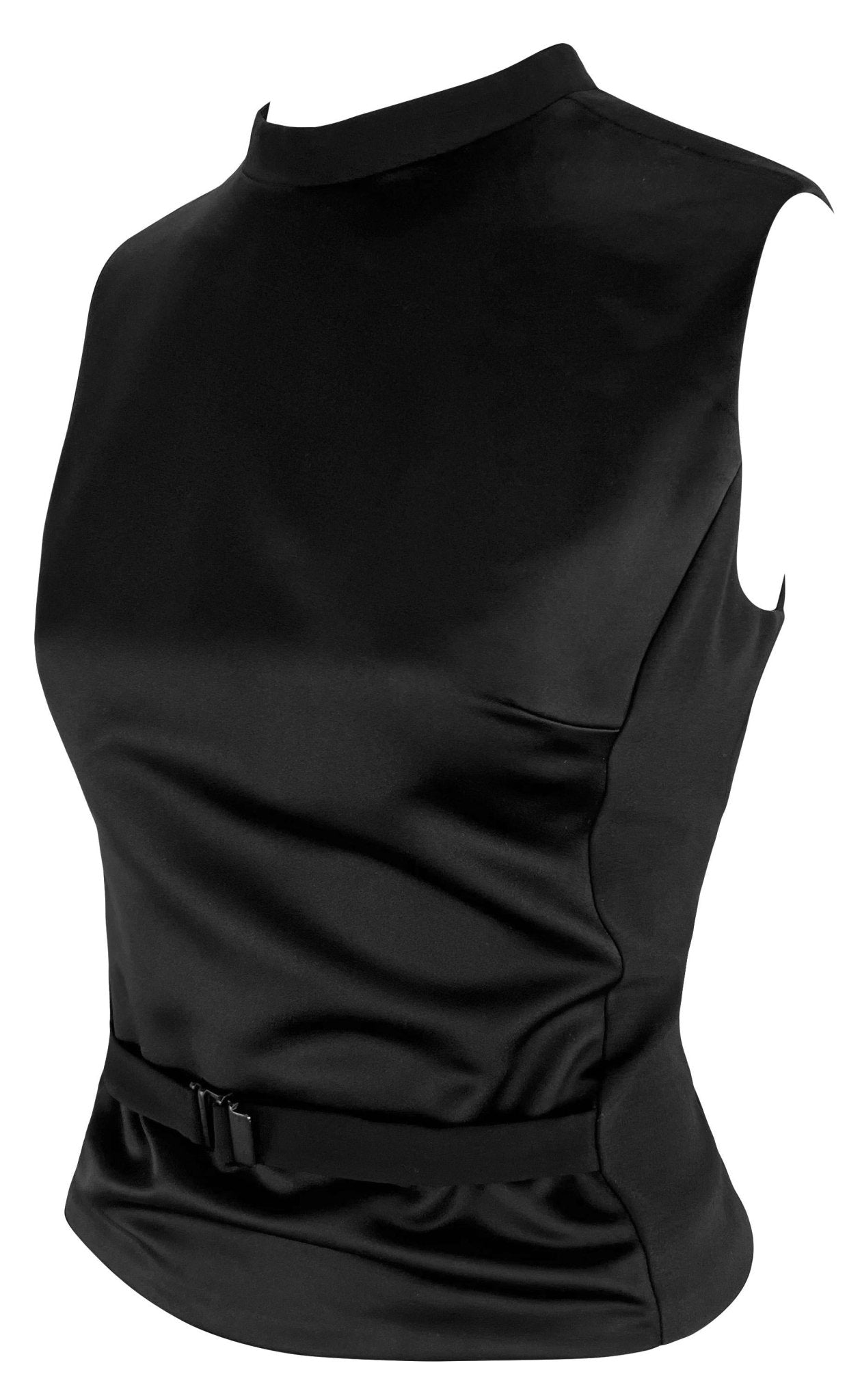 F/W 1999 Gucci by Tom Ford Satin Panel Buckle Front Sleeveless Top Sweater Vest - RealList