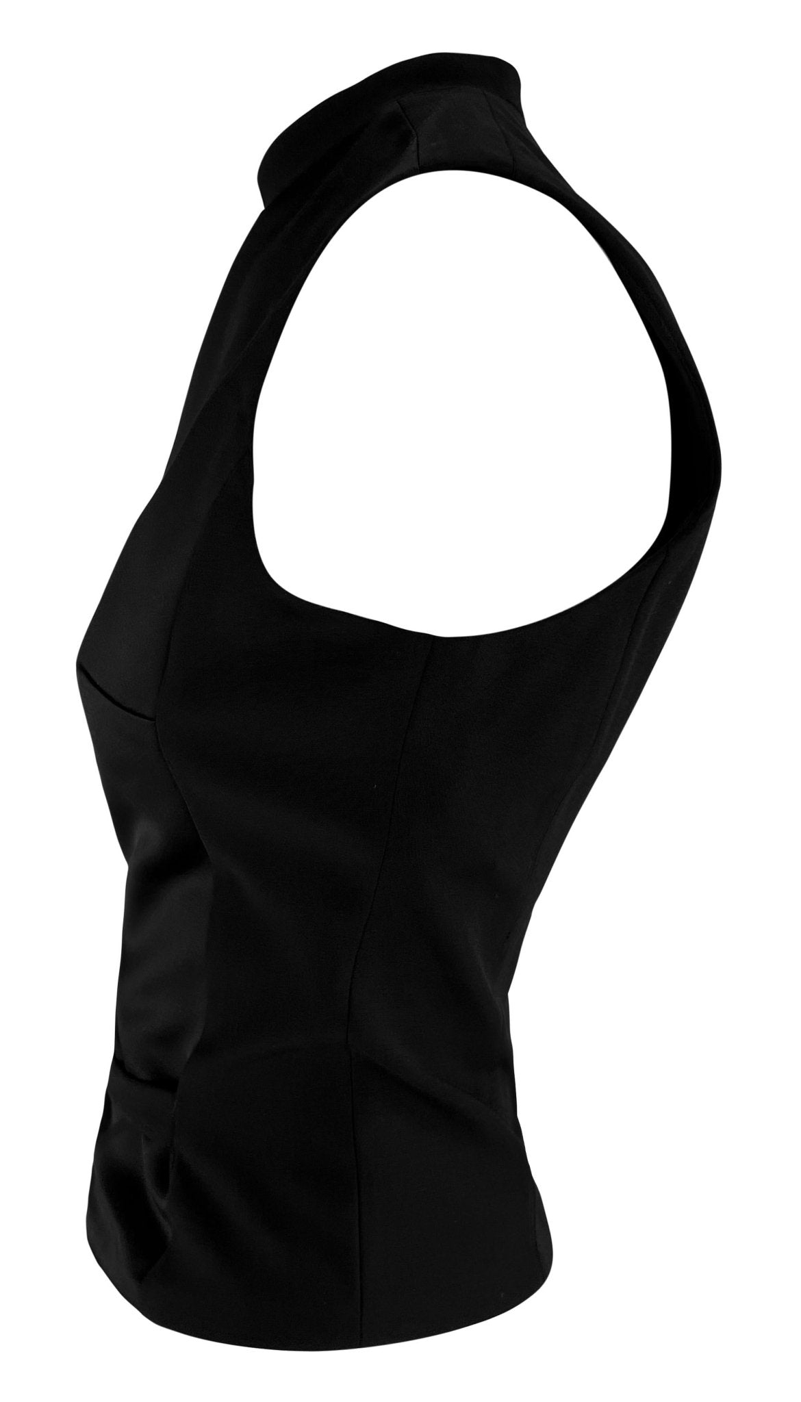 F/W 1999 Gucci by Tom Ford Satin Panel Buckle Front Sleeveless Top Sweater Vest - RealList