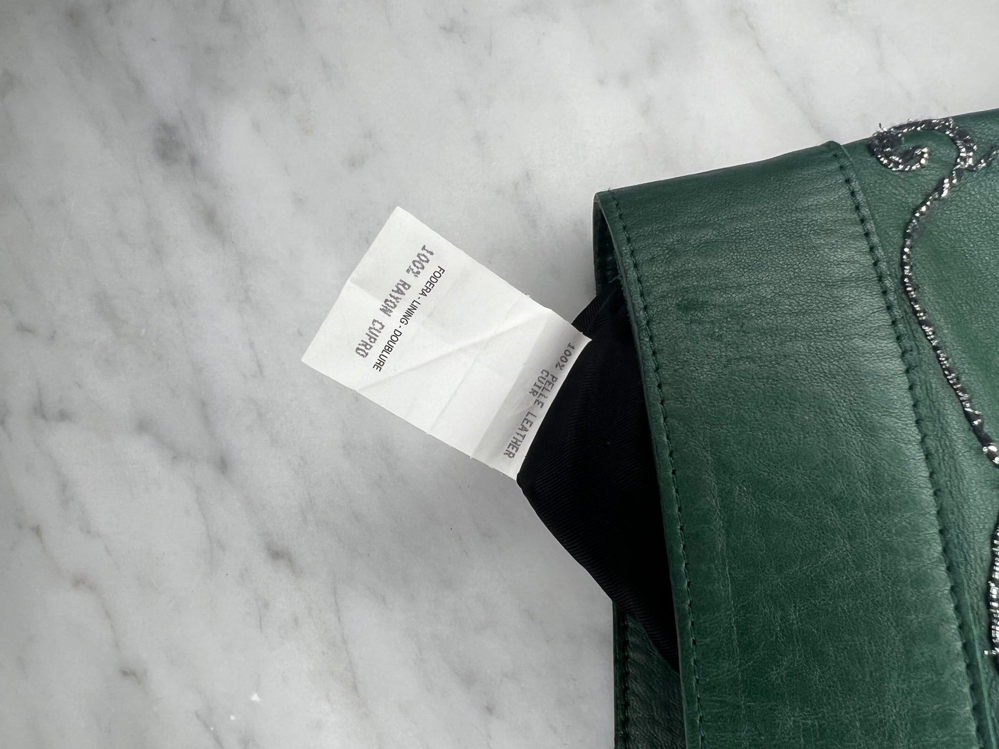 F/W 1999 Gucci Tom Ford Runway Embellished Green Leather Flare Pants Documented - RealList