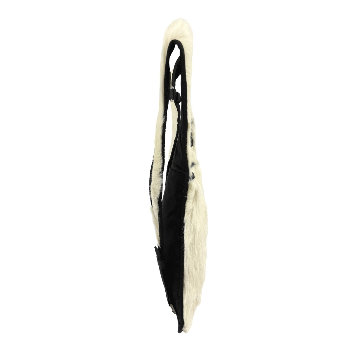 F/W 1999 Prada White Fur Black Nylon Harness Style Slim Backpack Bag - RealList
