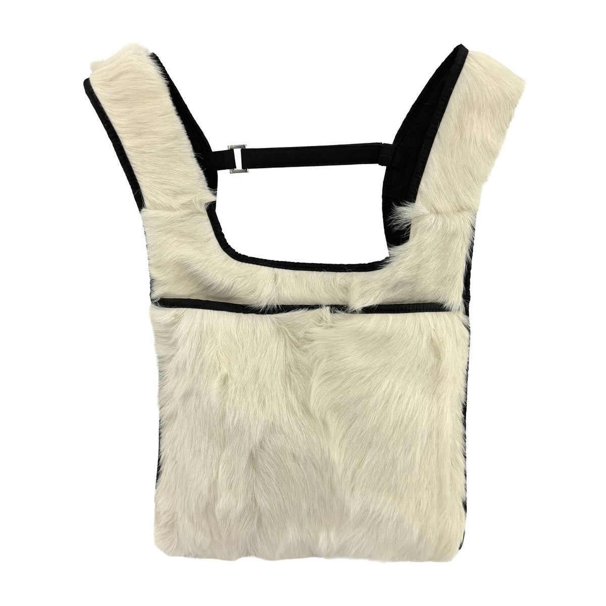 F/W 1999 Prada White Fur Black Nylon Harness Style Slim Backpack Bag - RealList