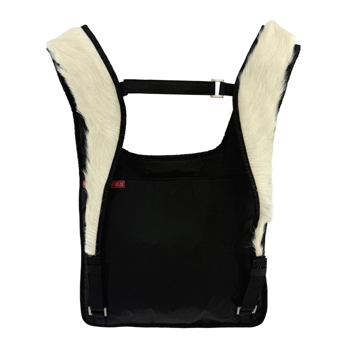 F/W 1999 Prada White Fur Black Nylon Harness Style Slim Backpack Bag - RealList