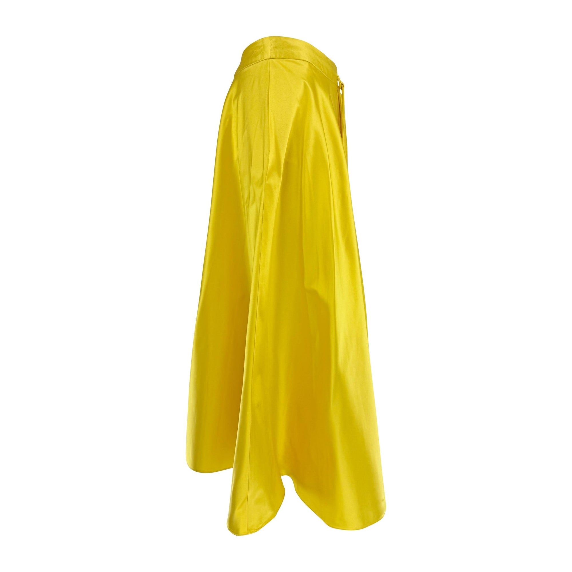 F/W 1999 Ralph Lauren Runway Yellow Silk Satin Drawstring Maxi Skirt - RealList