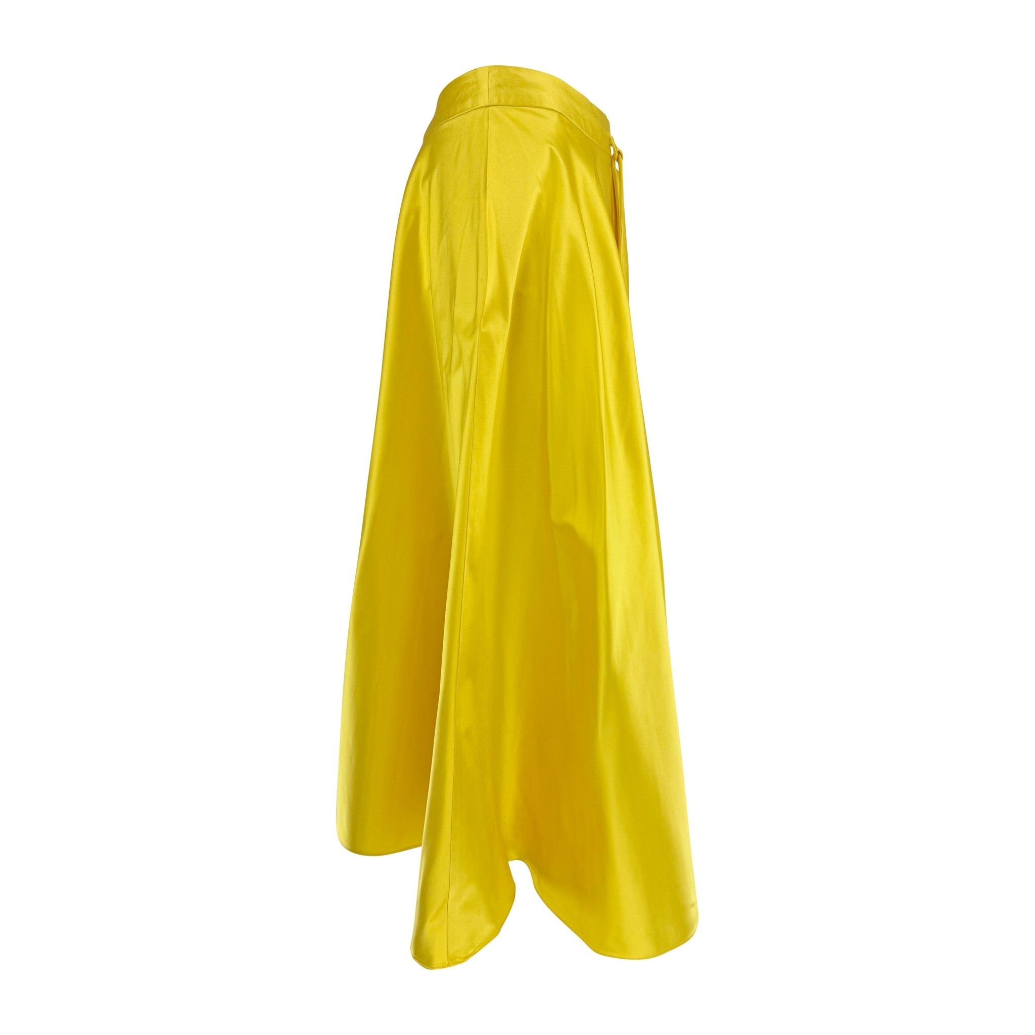 F/W 1999 Ralph Lauren Runway Yellow Silk Satin Drawstring Maxi Skirt - RealList