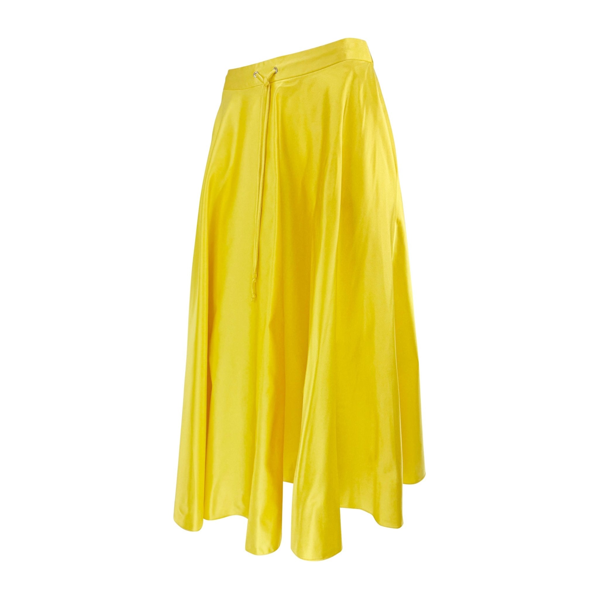 F/W 1999 Ralph Lauren Runway Yellow Silk Satin Drawstring Maxi Skirt - RealList