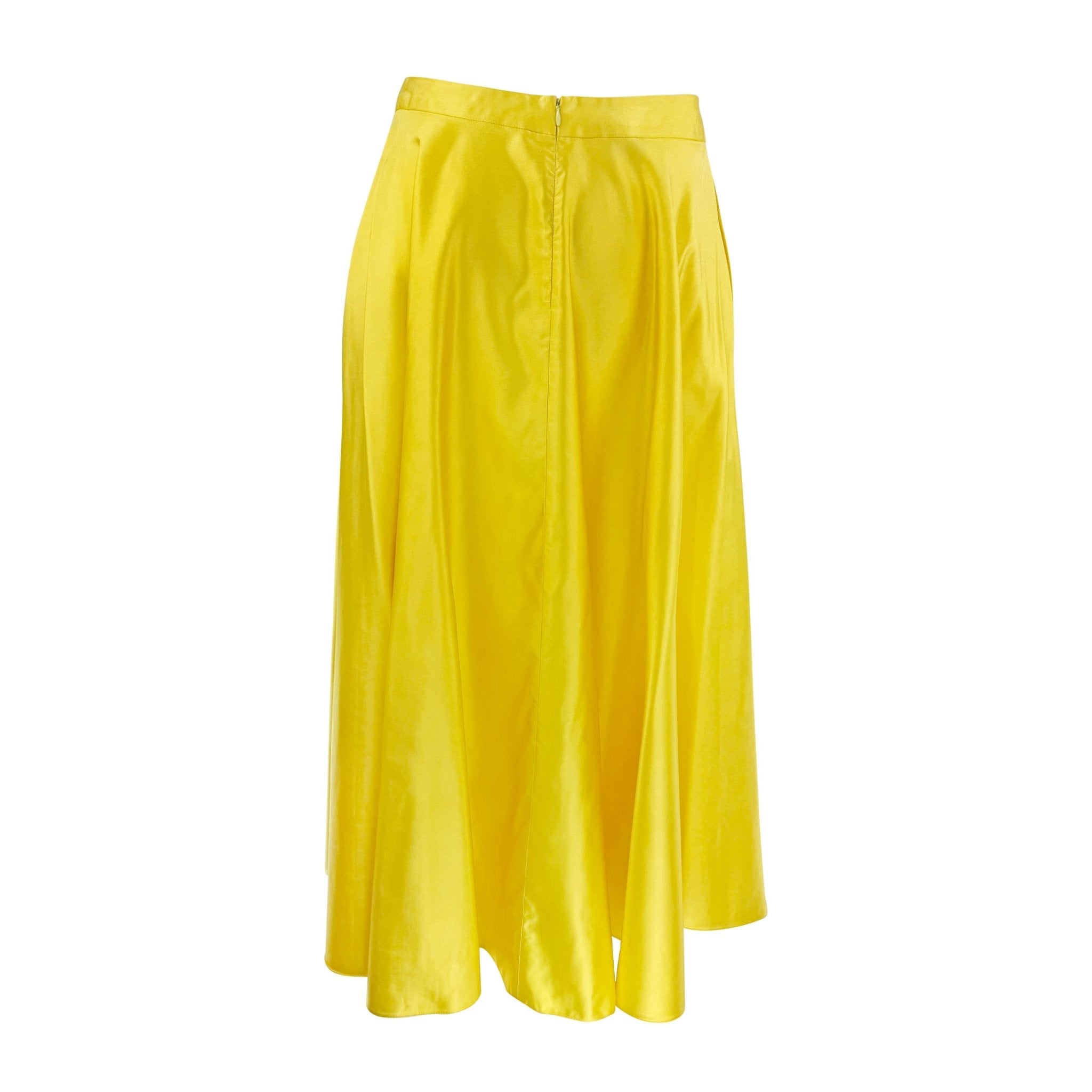 F/W 1999 Ralph Lauren Runway Yellow Silk Satin Drawstring Maxi Skirt - RealList