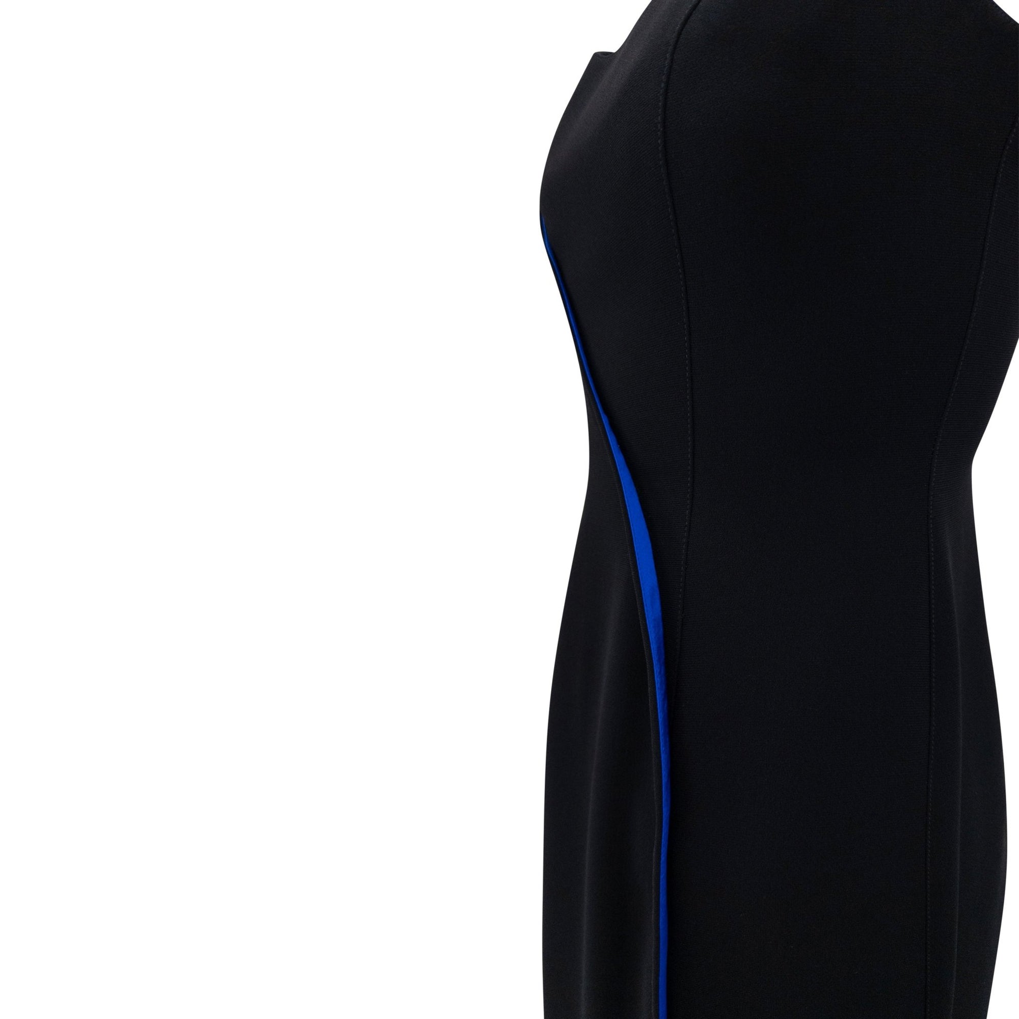 F/W 1999 Thierry Mugler Runway Black High - Slit Cobalt Satin Lined Gown - RealList