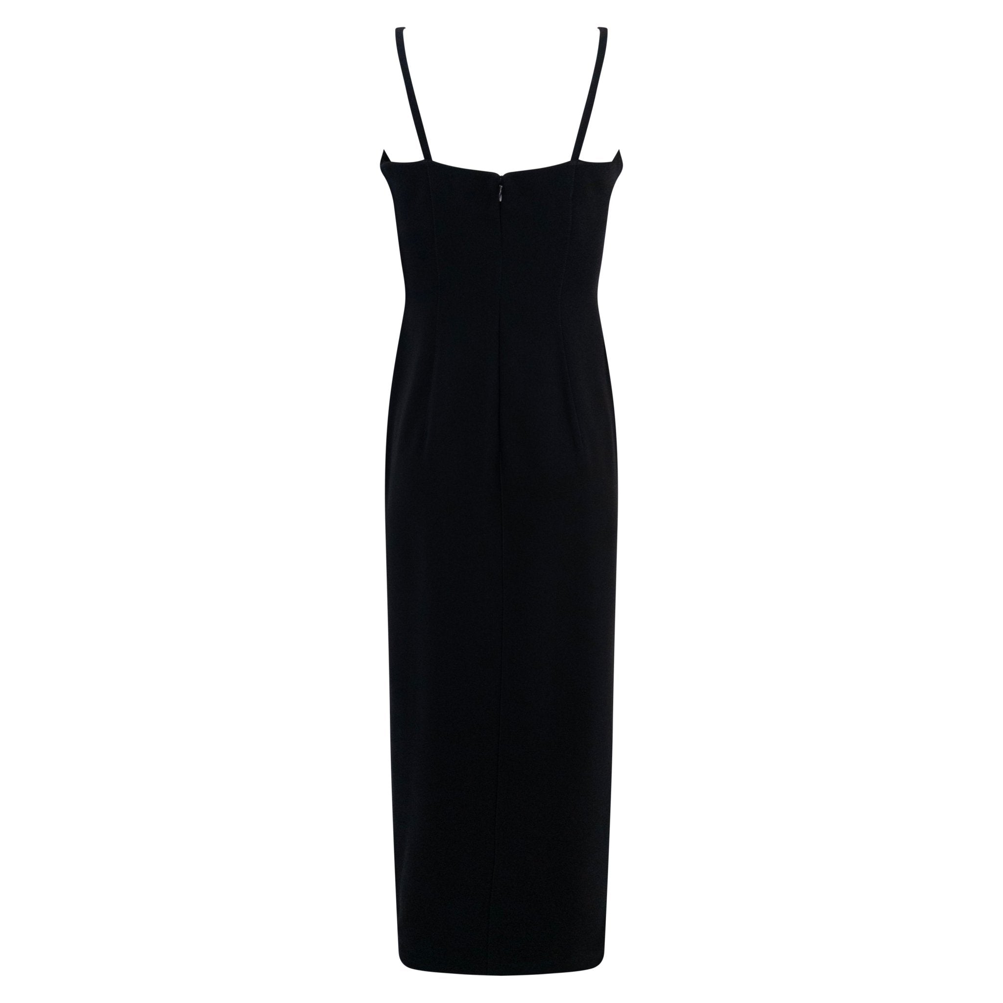 F/W 1999 Thierry Mugler Runway Black High - Slit Cobalt Satin Lined Gown - RealList