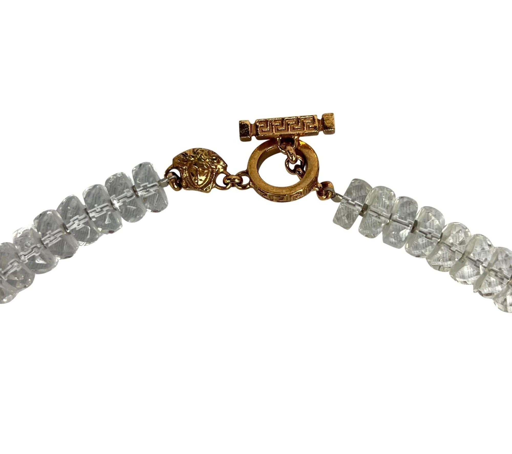 F/W 2000 Atelier Versace Haute Couture Amethyst Crystal Rhinestone Drop Necklace - RealList