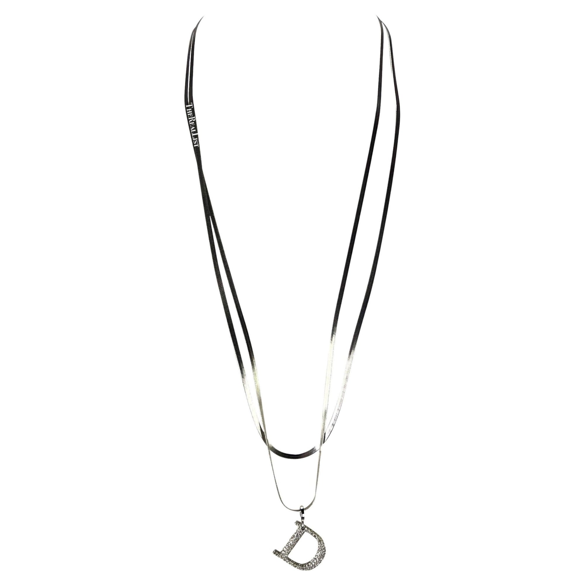 F/W 2000 Christian Dior by John Galliano Rhinestone D Serpent Chain Necklace - RealList