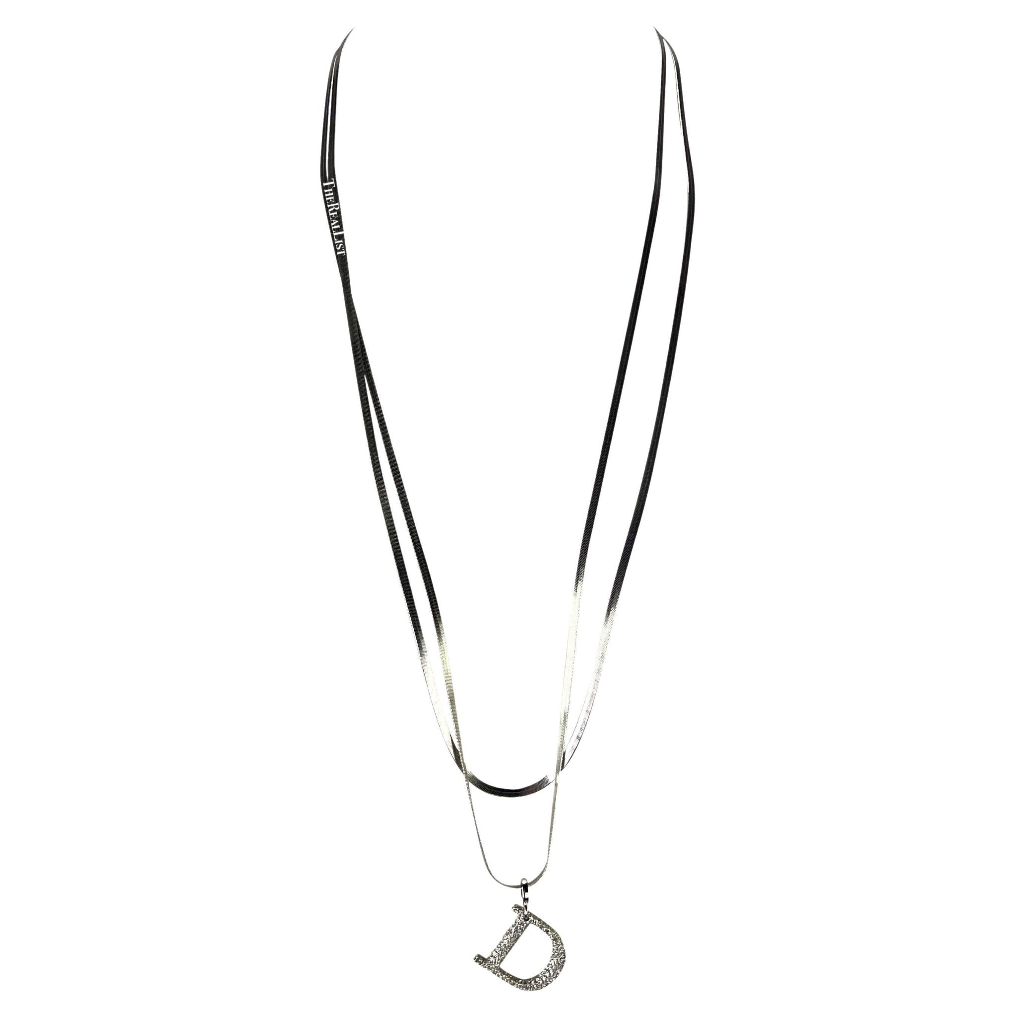 F/W 2000 Christian Dior by John Galliano Rhinestone D Serpent Chain Necklace - RealList