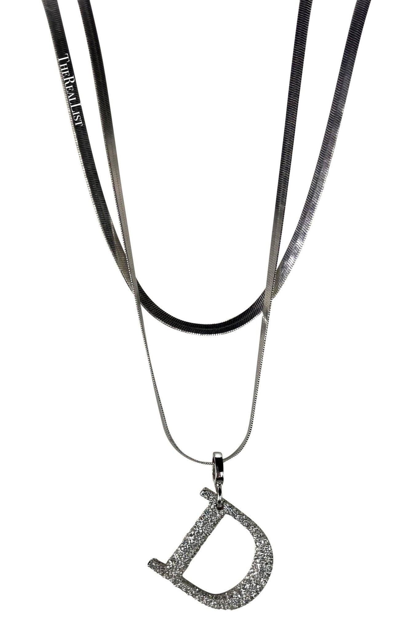 F/W 2000 Christian Dior by John Galliano Rhinestone D Serpent Chain Necklace - RealList