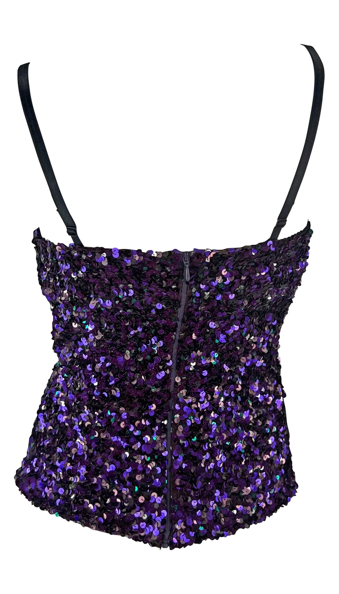 F/W 2000 Dolce & Gabbana Purple Sequin Bodycon Bustier Top - RealList