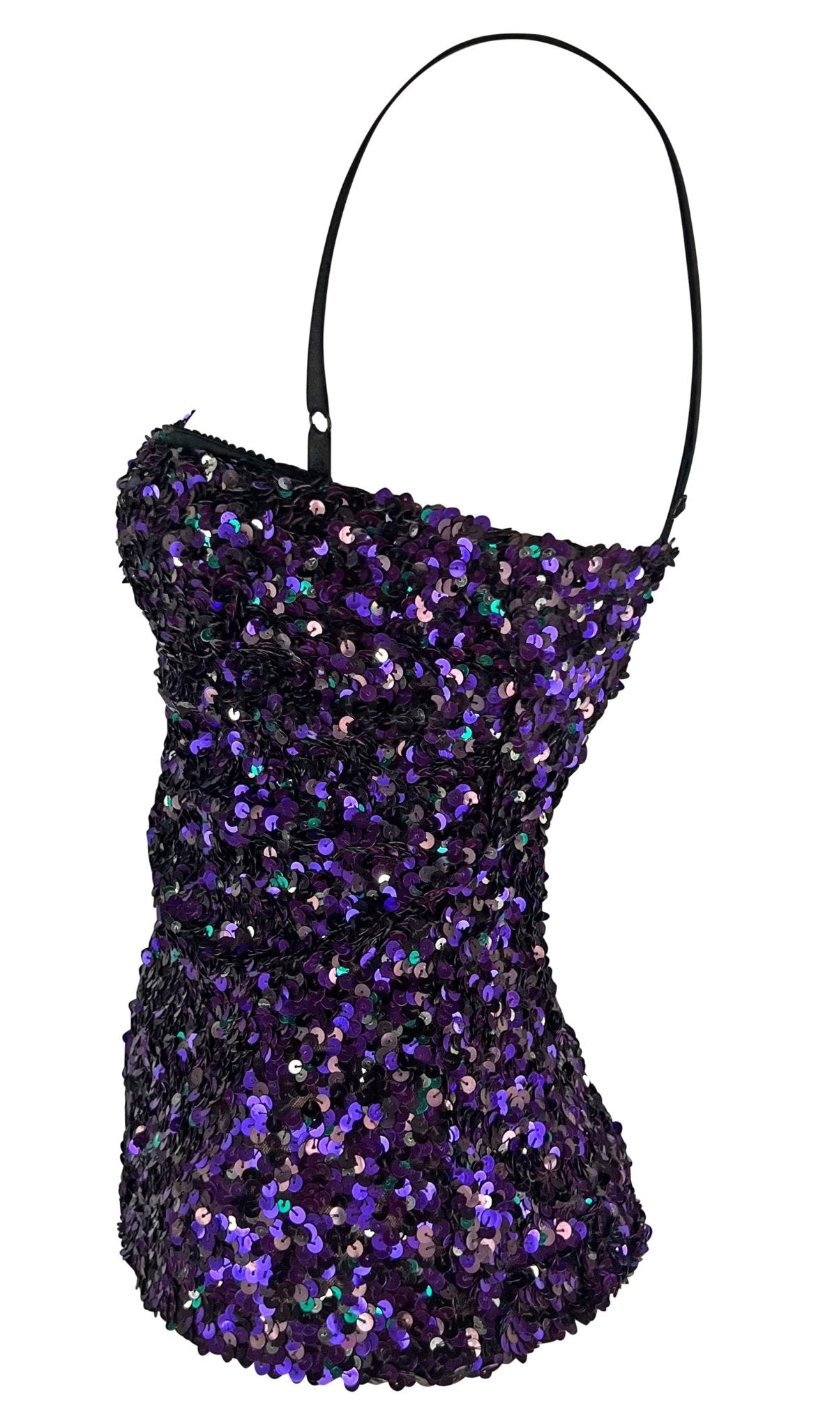 F/W 2000 Dolce & Gabbana Purple Sequin Bodycon Bustier Top - RealList
