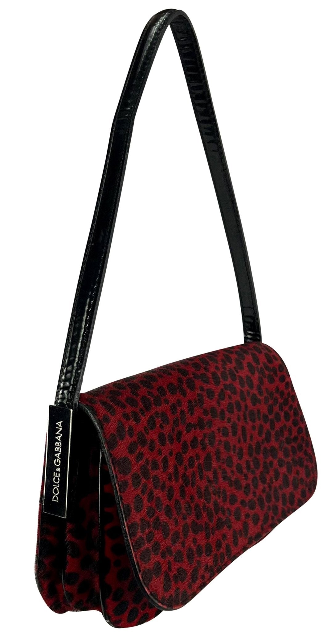 F/W 2000 Dolce & Gabbana Red Pony Hair Cheetah Print Flap Shoulder Bag - RealList