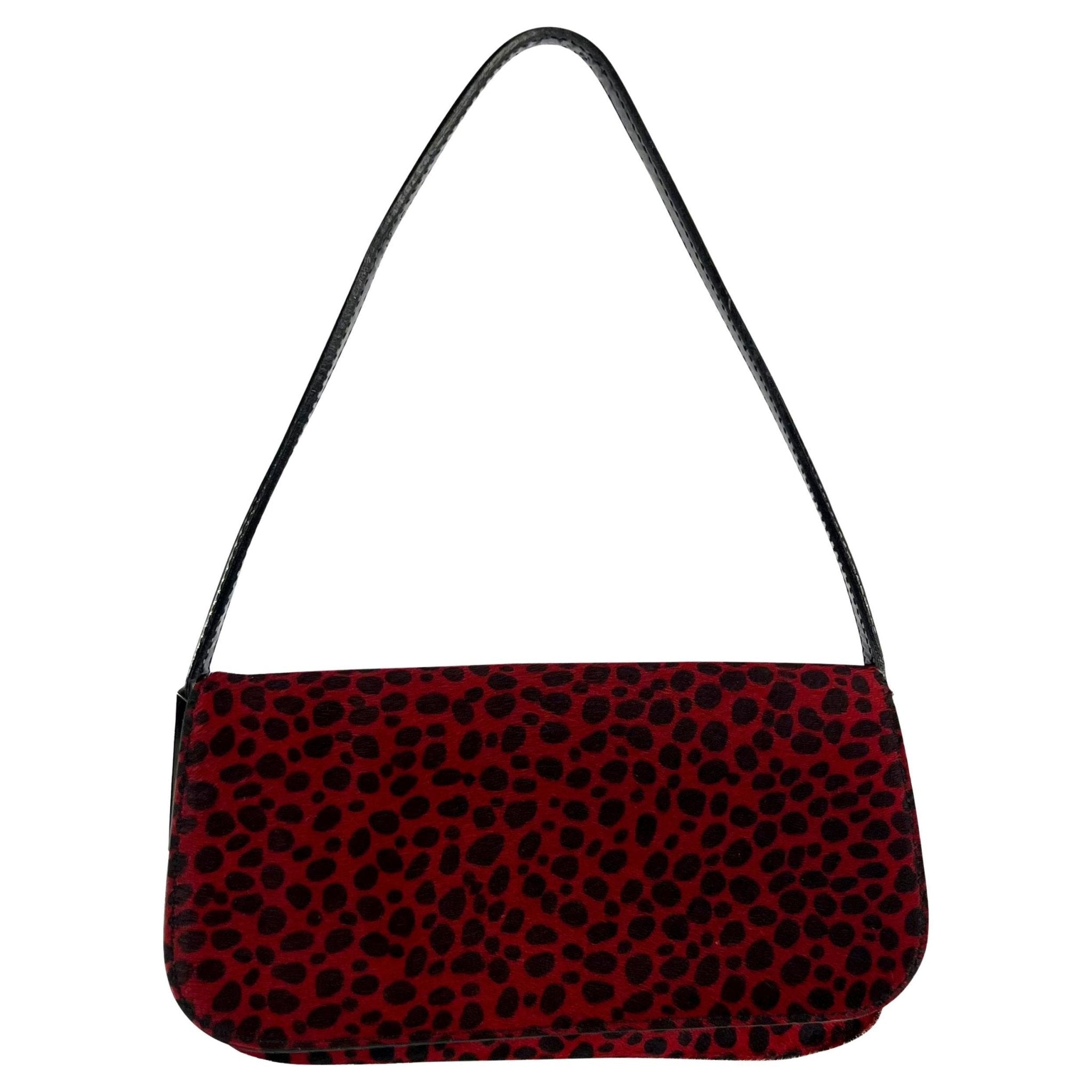 F/W 2000 Dolce & Gabbana Red Pony Hair Cheetah Print Flap Shoulder Bag - RealList