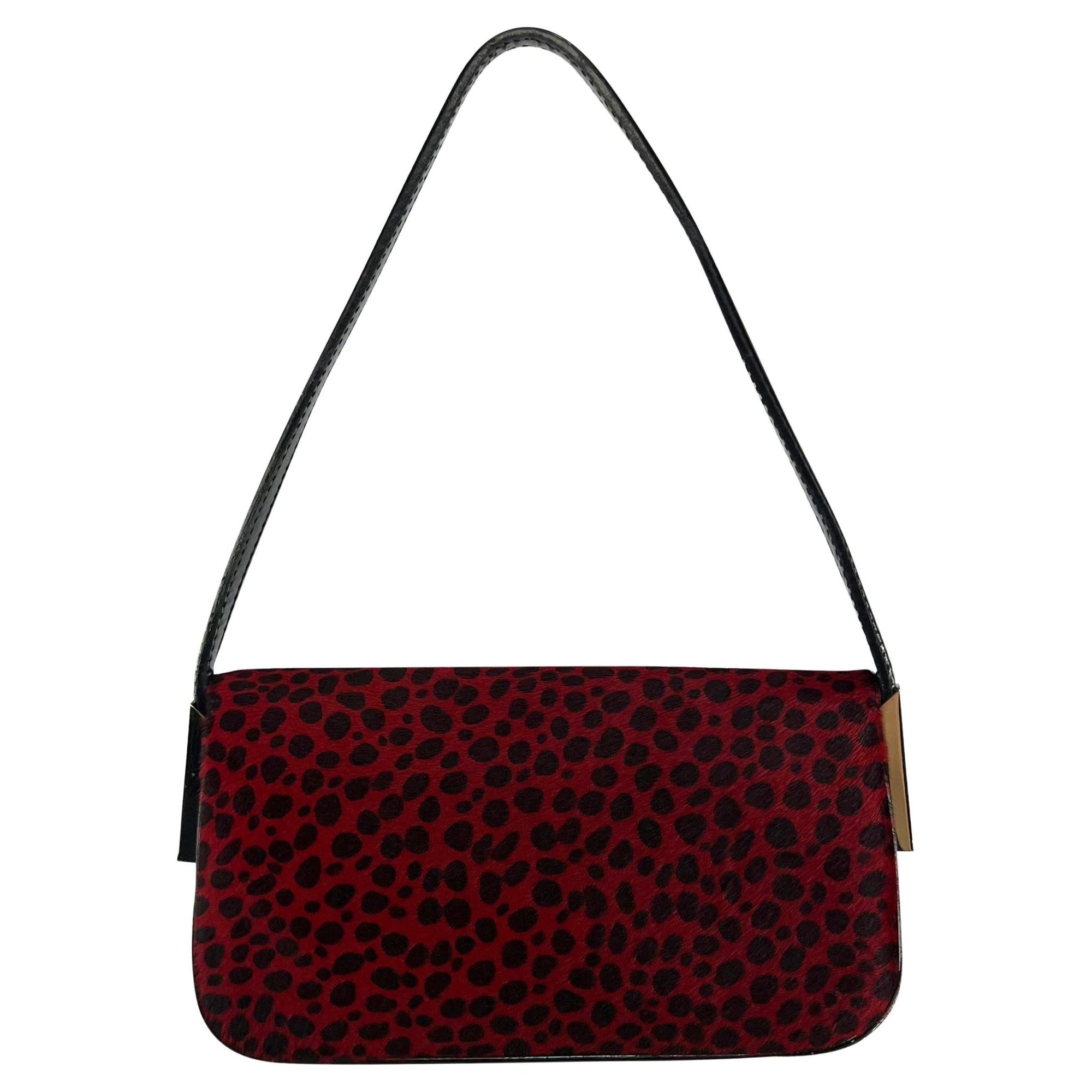 F/W 2000 Dolce & Gabbana Red Pony Hair Cheetah Print Flap Shoulder Bag - RealList